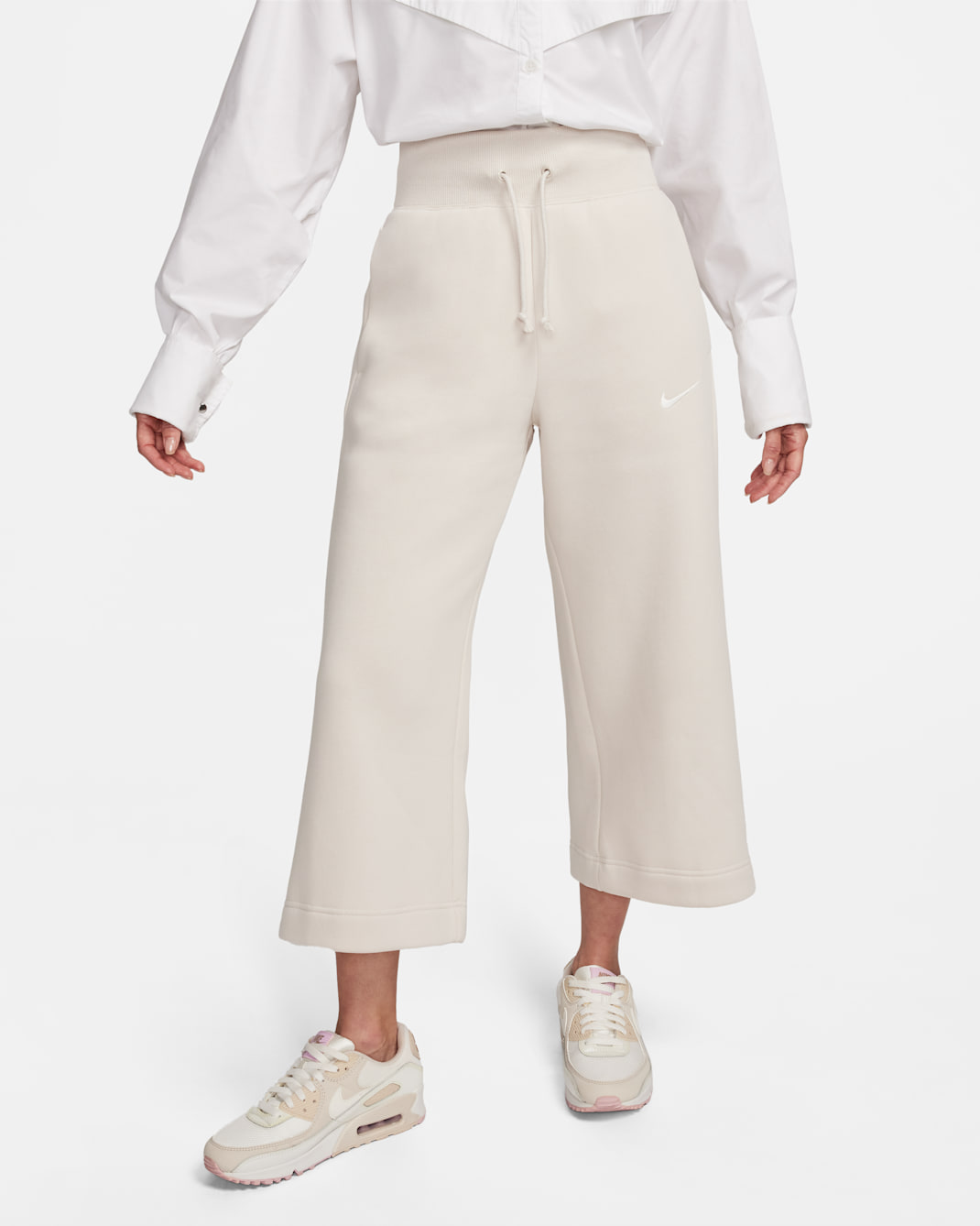 Nike Sportswear Phoenix Fleece 女款高腰短版運動褲 - Light Orewood Brown/Sail