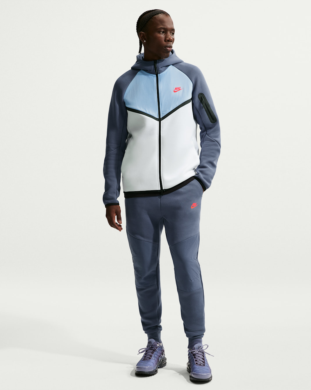Nike Tech joggingbroek van fleece voor heren - Diffused Blue/Diffused Blue/Bright Crimson