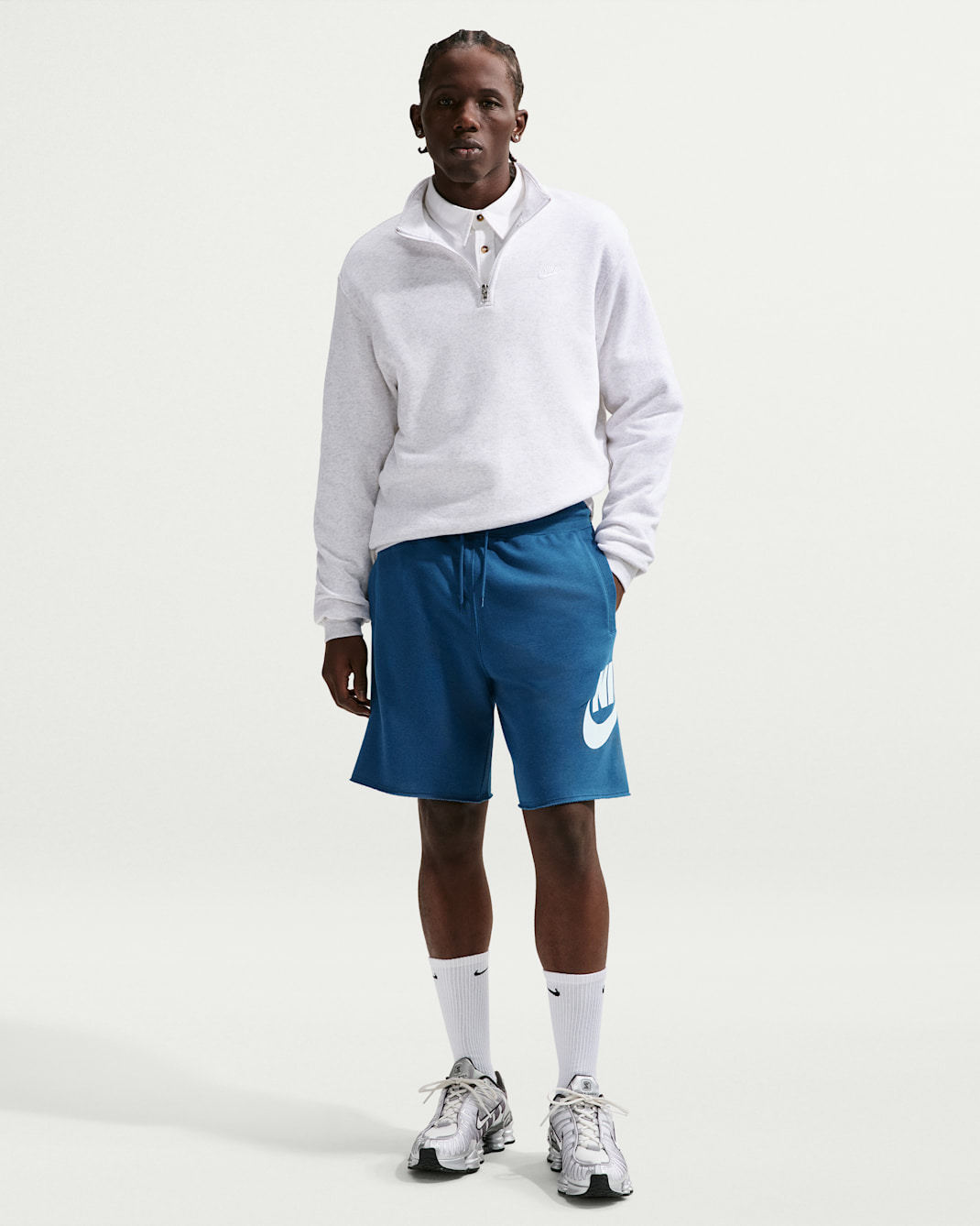 Nike Club Men's French Terry Alumni Shorts - Court Blue/Court Blue/White