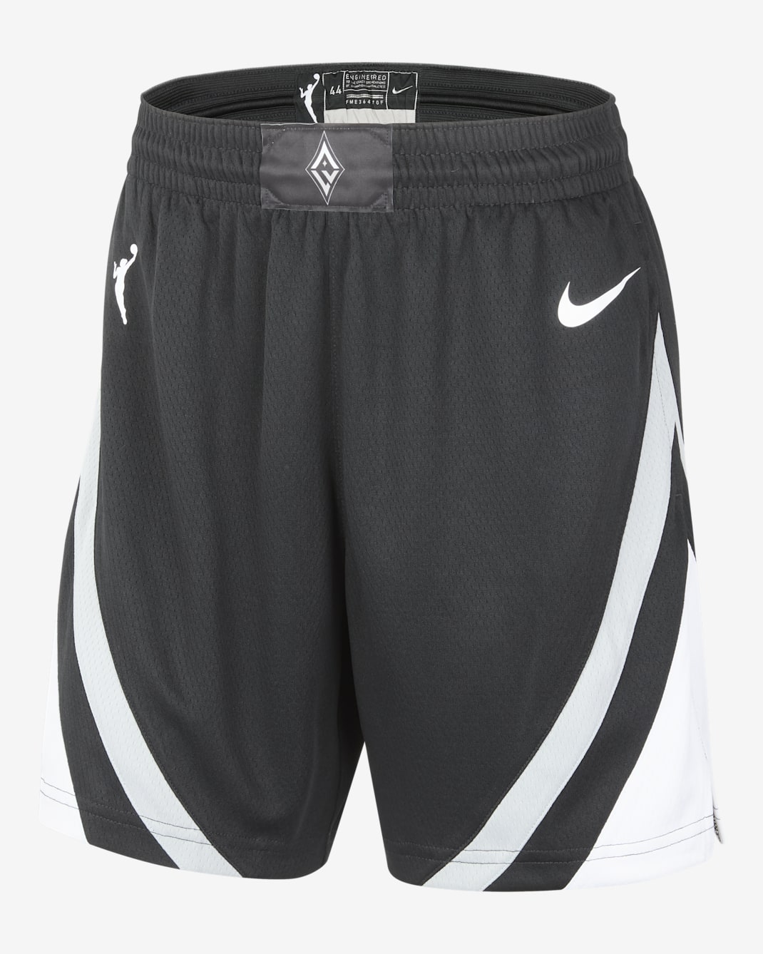 Shorts Nike Dri-FIT de la WNBA Victory para mujer Las Vegas Aces 2025 Explorer Edition - Negro/Plata liso/Blanco/Blanco