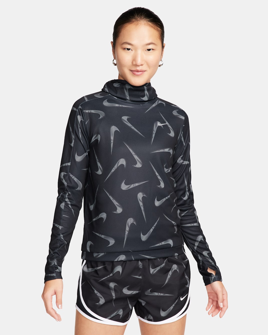 Nike Swoosh Women's Hooded Printed Running Jacket - Black
