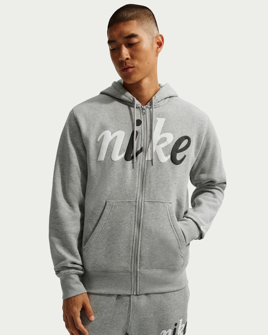 Nike Sportswear Club Men's Fleece Open-Hem Pants - Dark Grey Heather/Light Smoke Grey/White