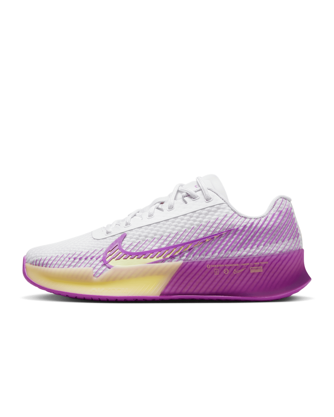 NikeCourt Air Zoom Vapor 11 Women's Hard Court Tennis Shoes - White/Fuchsia Dream/Black/Citron Tint