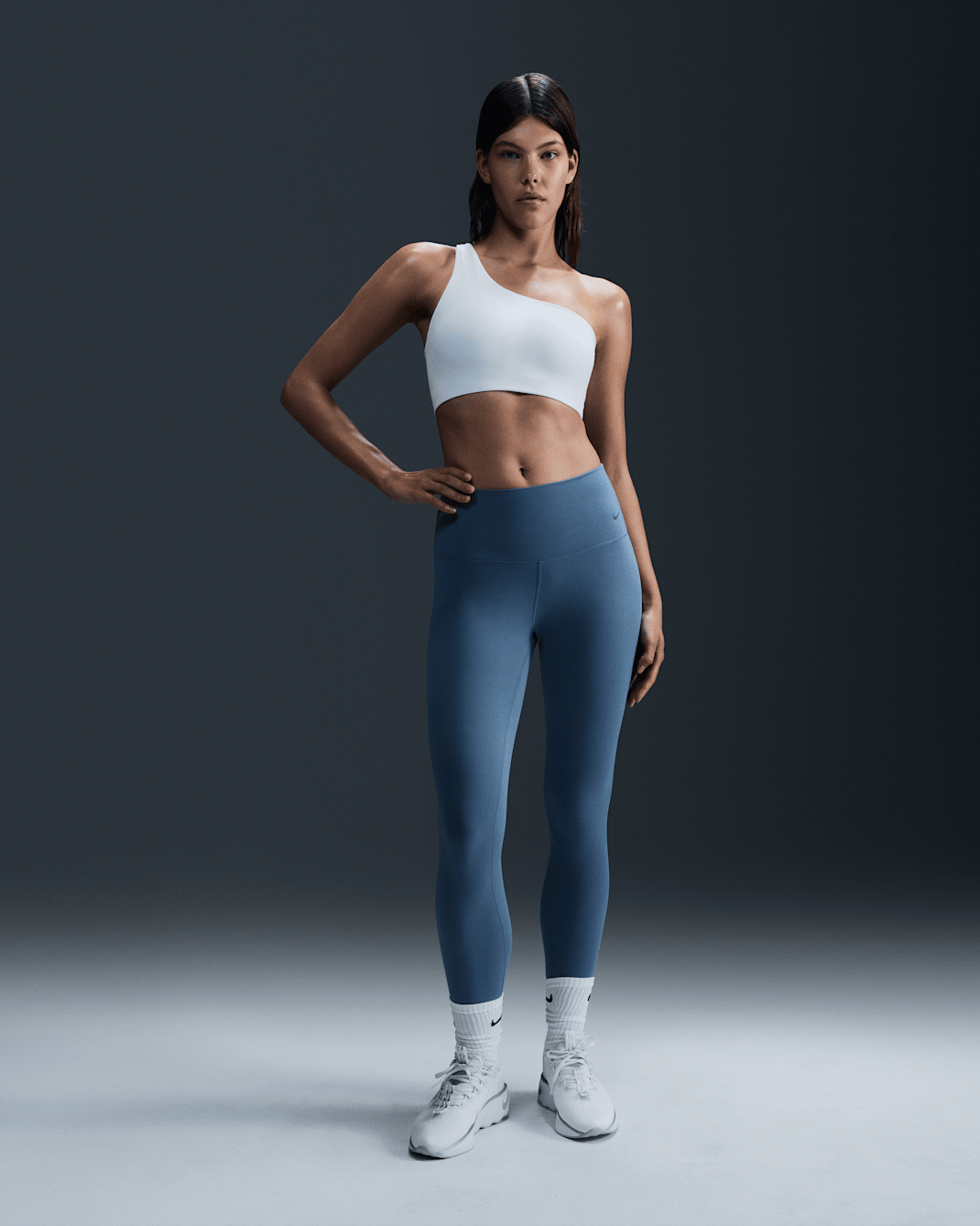 Leggings de tiro alto de 7/8 para mujer Nike Zenvy - Azul humeante/Negro