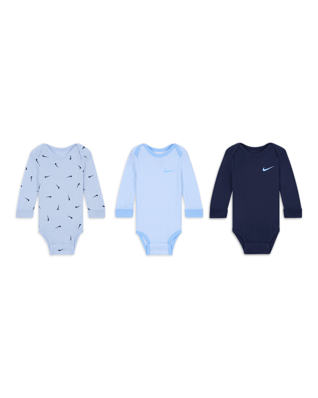 Nike Baby Essentials Body de manga larga (3 unidades) - Bebé - Cobalt Bliss