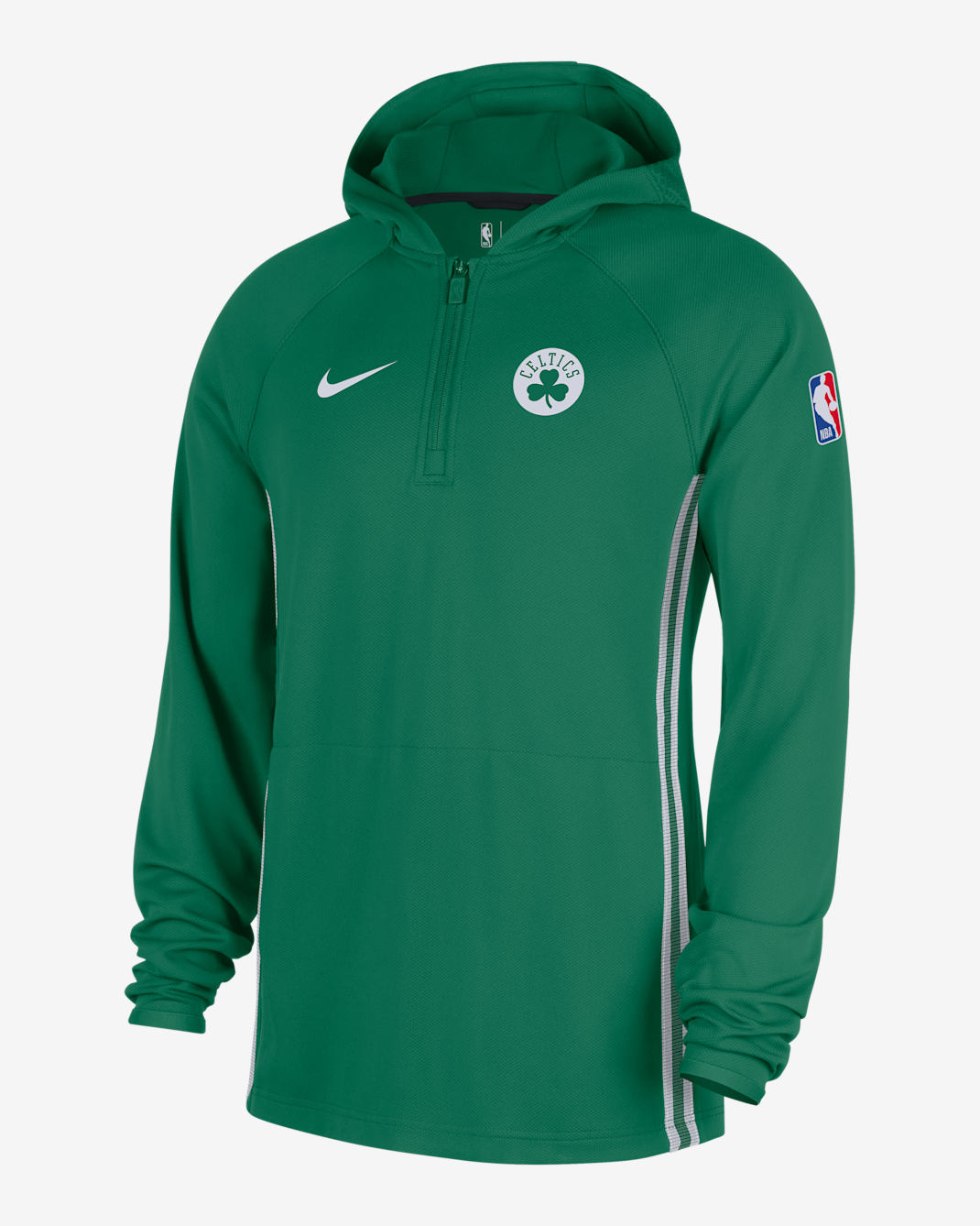 Sudadera con gorro Nike Dri-FIT de la NBA de cierre de 1/4 para hombre Boston Celtics Zoned - Trébol/Negro/Blanco