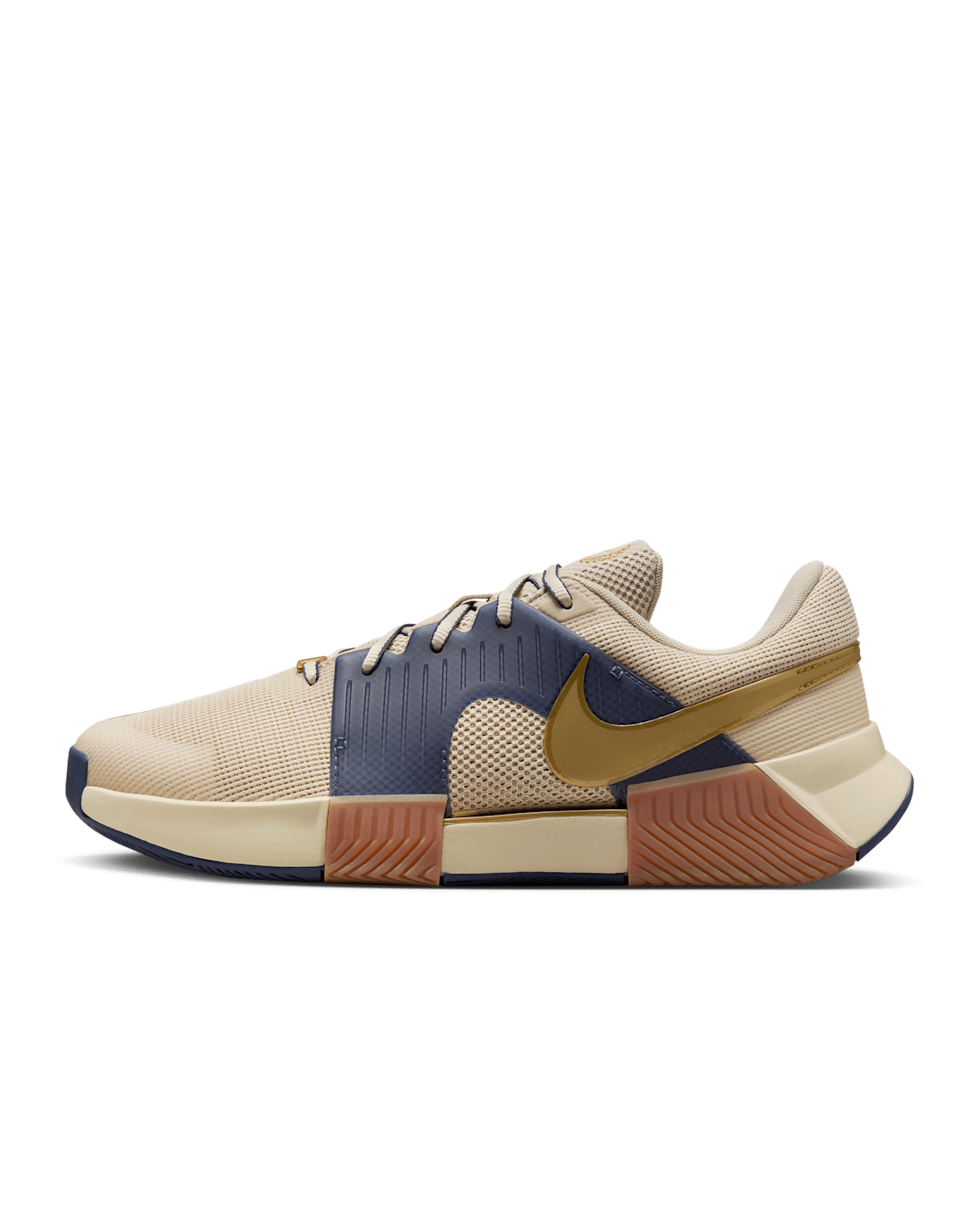 Nike GP Challenge 1 Premium Men's Hard Court Tennis Shoes - Sand Drift/Thunder Blue/Gum Medium Brown/Metallic Gold