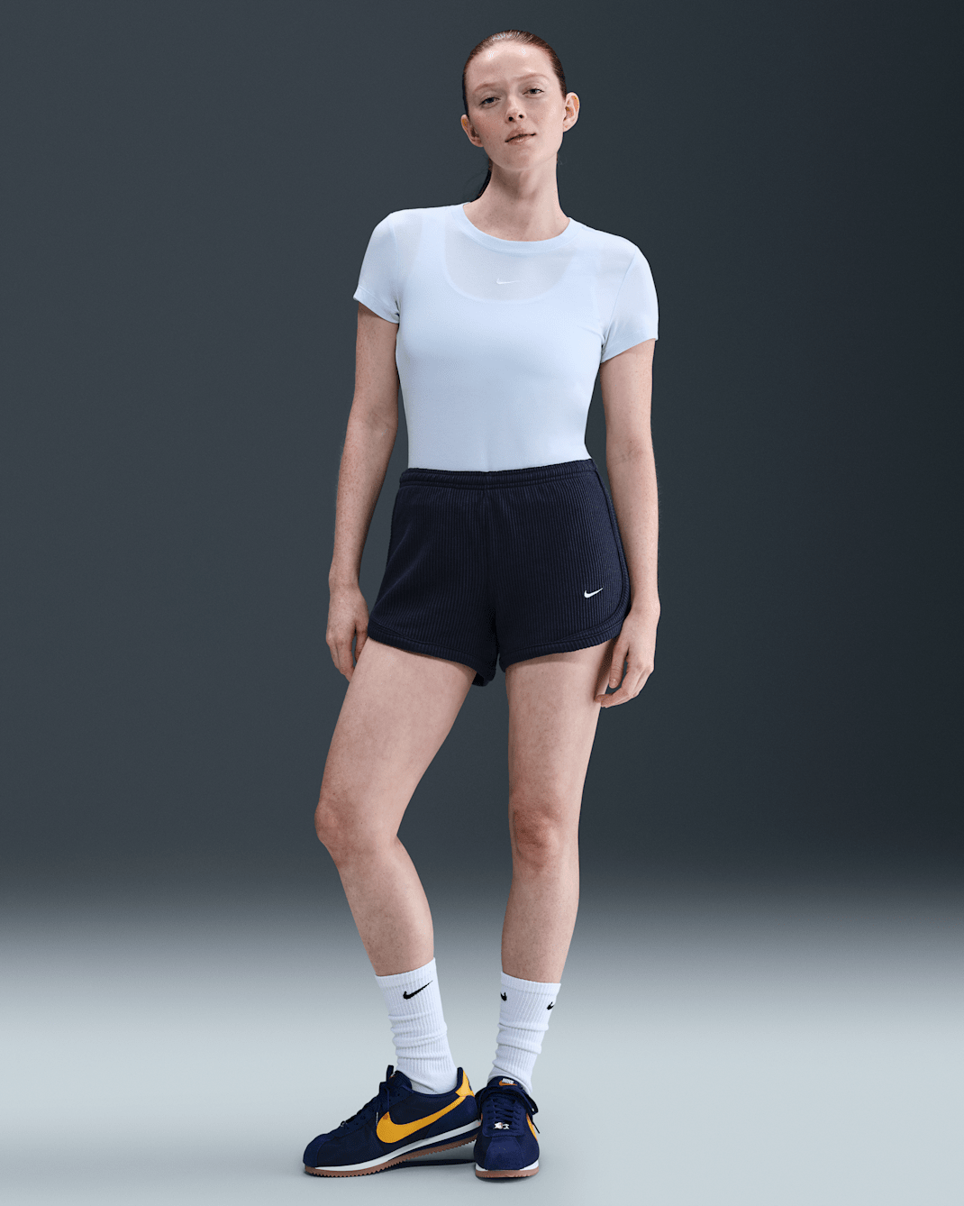 Shorts a vita media 8 cm Nike Sportswear Chill Waffle – Donna - Midnight Navy/Sail