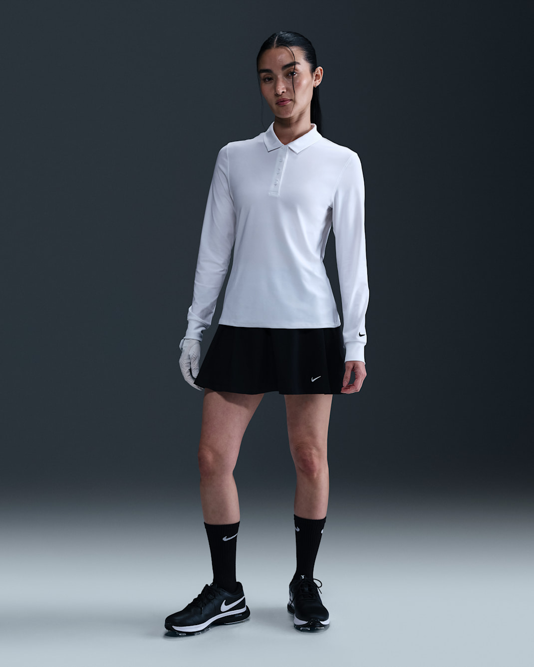 Nike Victory Women's Dri-FIT Long-Sleeve Polo - White/Black