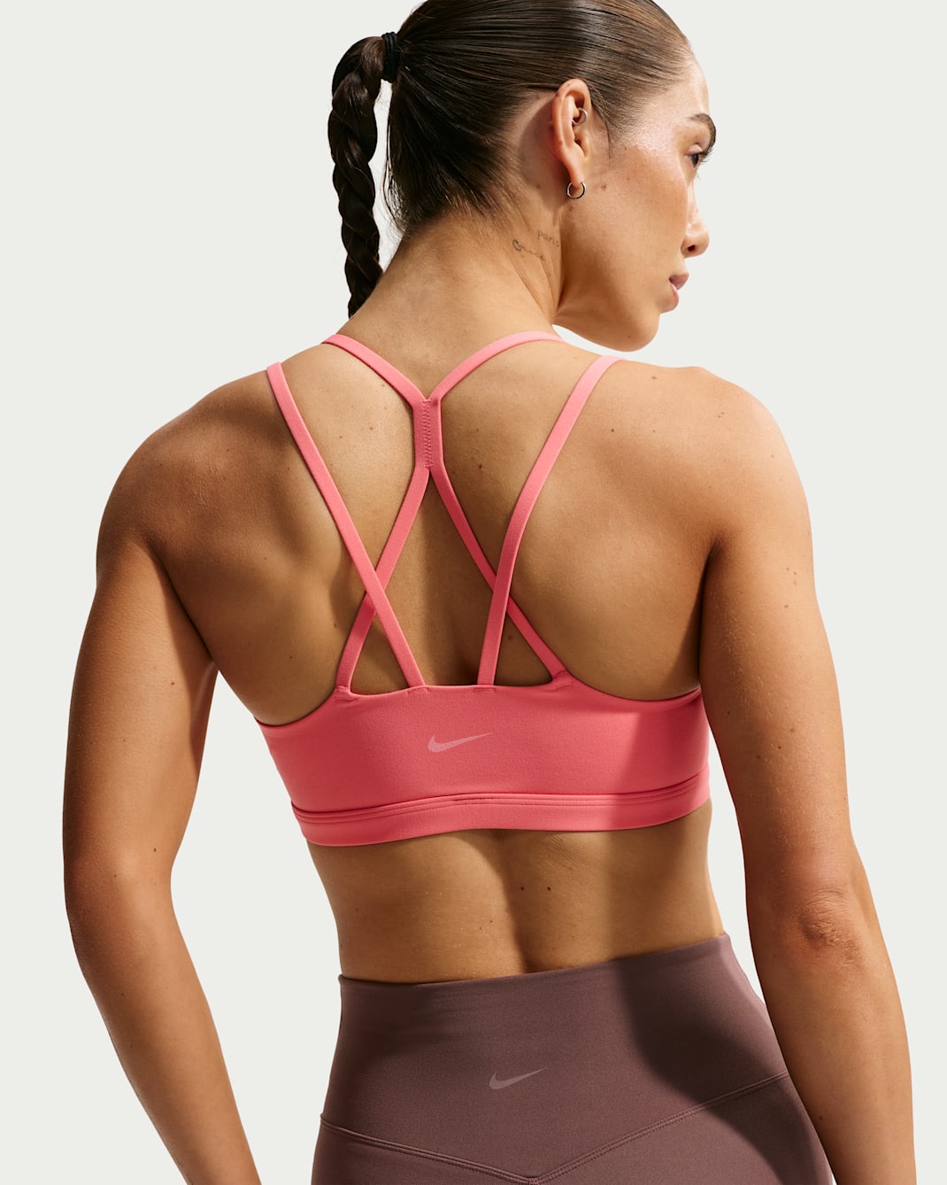Nike Zenvy Strappy Women's Light-Support Padded Sports Bra - Sea Coral/White