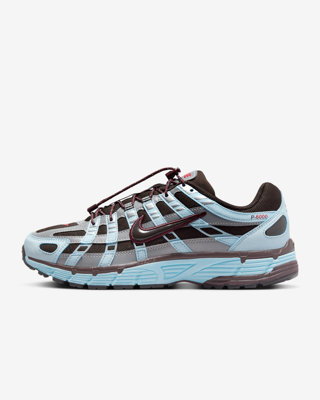 Sko Nike P-6000 för kvinnor - Glacier Blue/Velvet Brown/Metallic Silver/Burgundy Crush