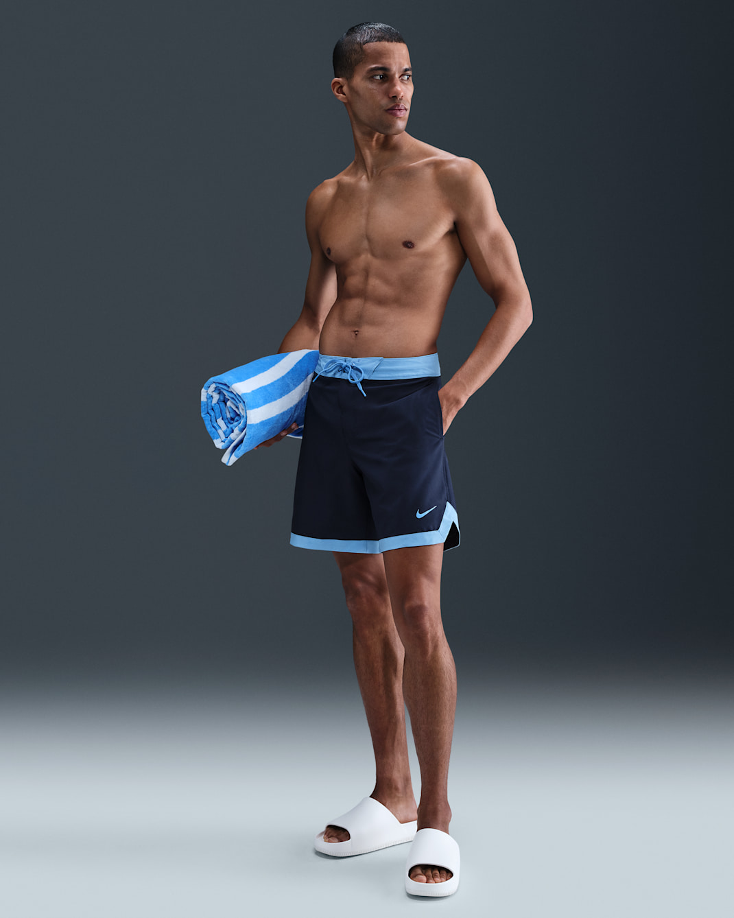 Shorts de playa de 18 cm para hombre Nike Swim Offshore - Azul marino medianoche/Azul universitario/Azul universitario