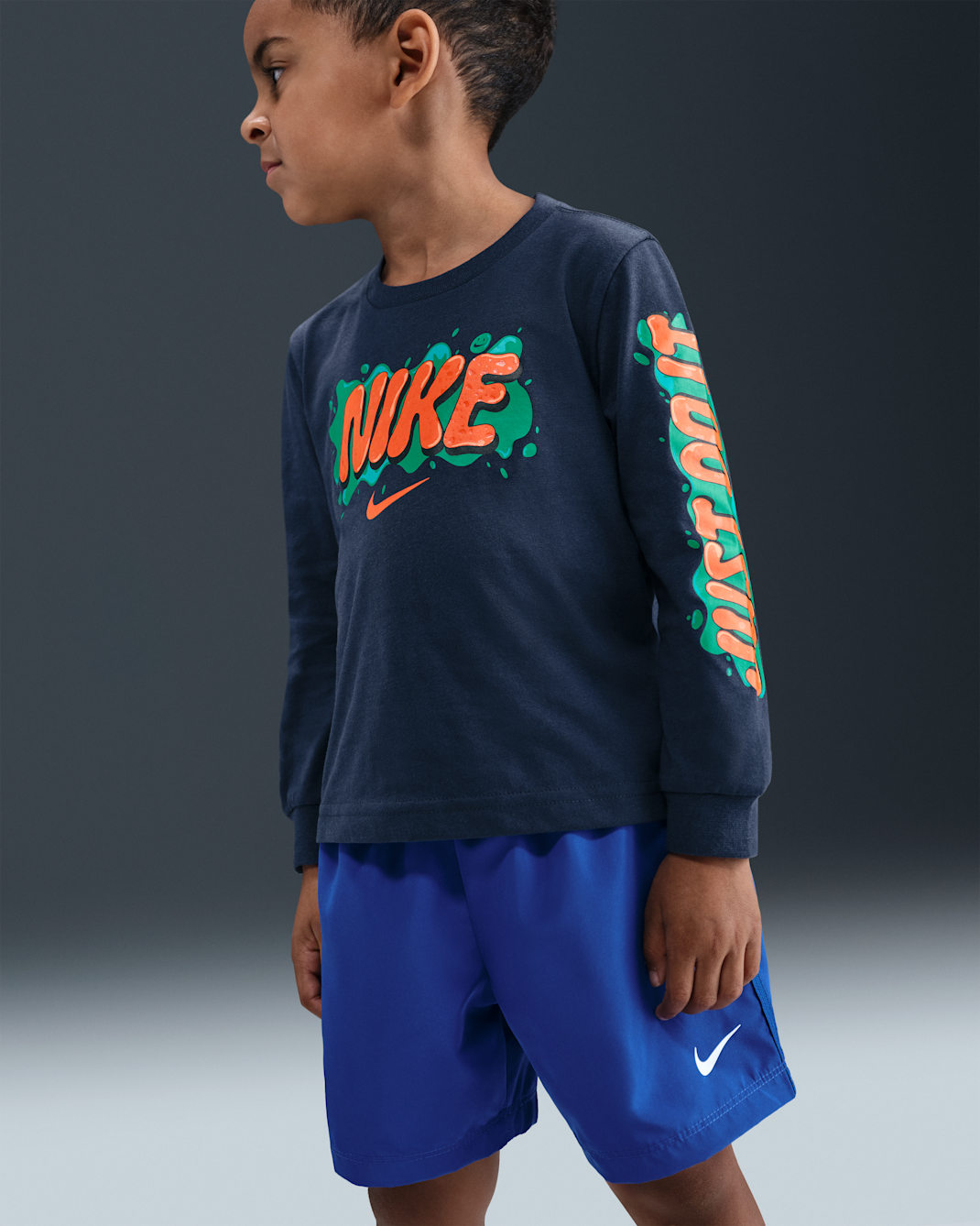 Nike Toddler Slime Long Sleeve T-Shirt - Midnight Navy