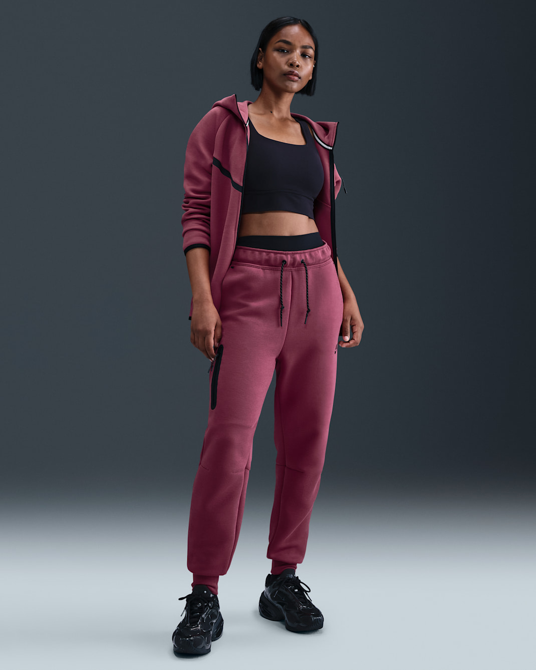 Nike Sportswear Tech Fleece Women's Mid-Rise Joggers - Sweet Beet/Sweet Beet/Black