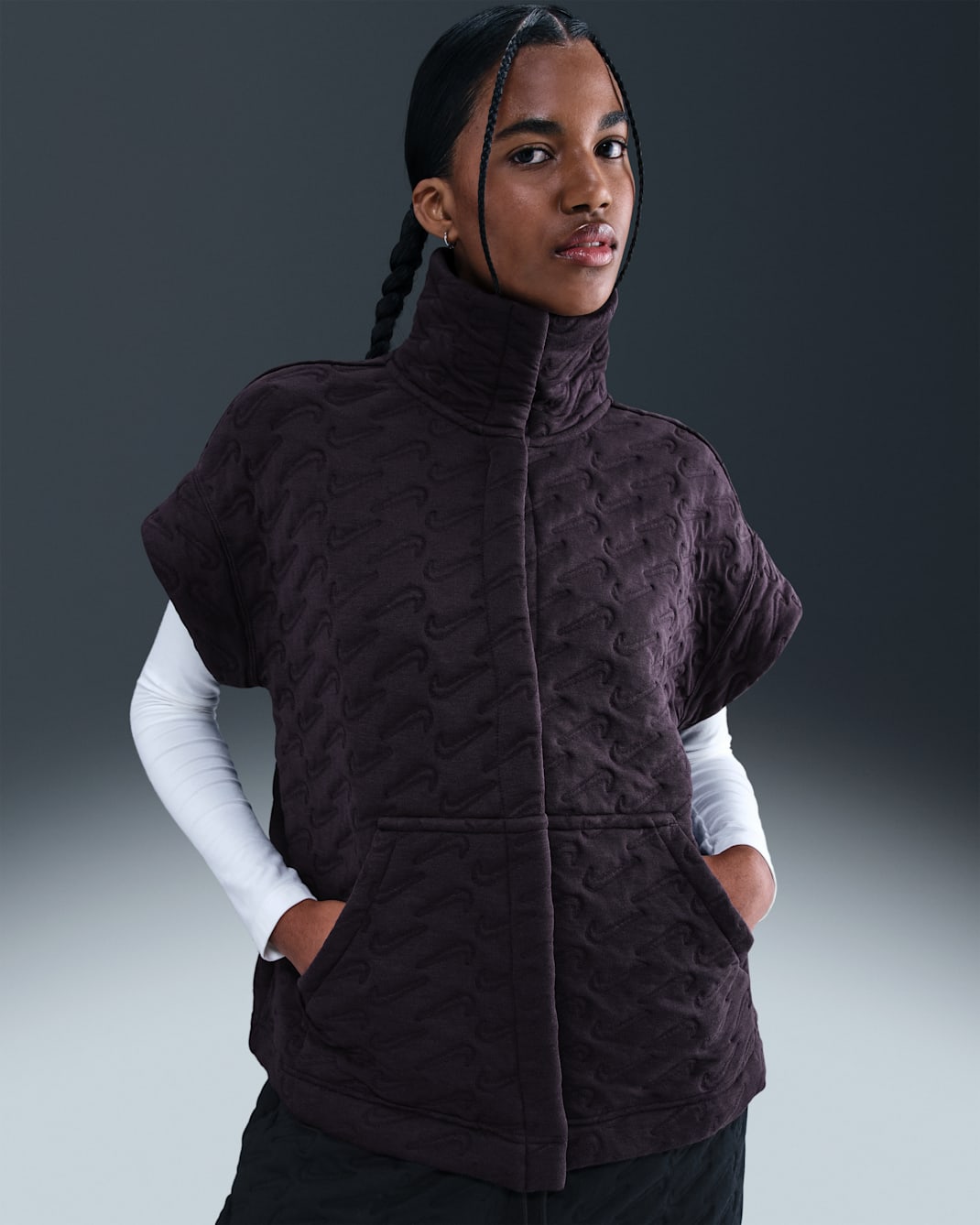 Oversized Nike Sportswear Phoenix Fleece-jacquardvest til kvinder - Cave Purple/World Indigo