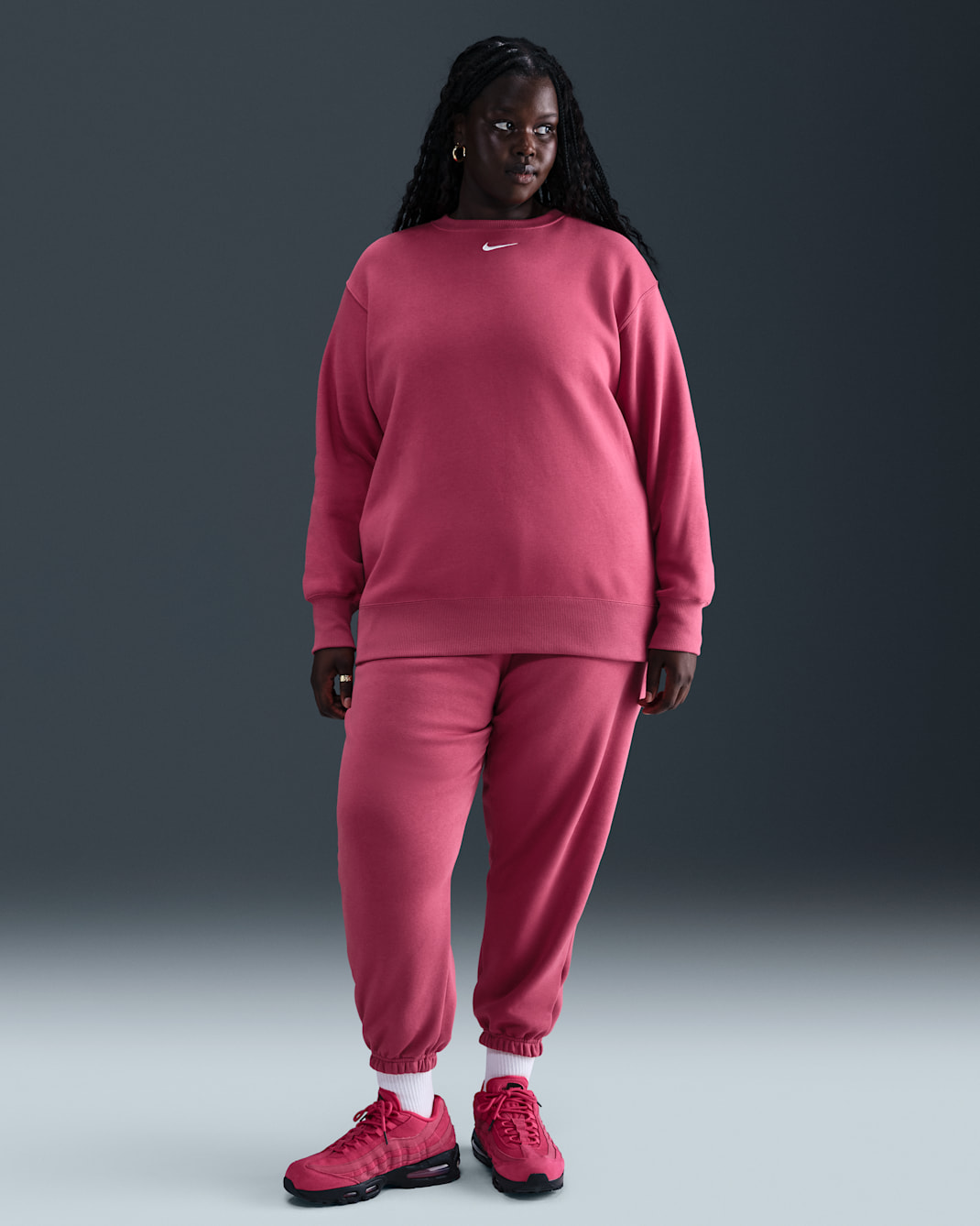 Nike Sportswear Phoenix Fleece Women's High-Waisted Oversized Sweatpants (Plus Size) - Sweet Beet/Sail