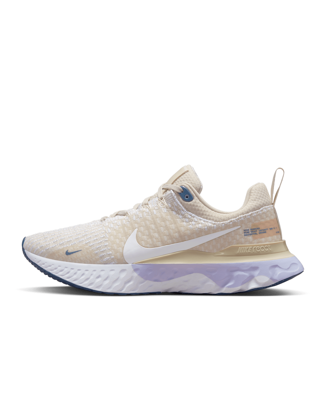 Nike React Infinity 3 Women's Road Running Shoes - Oatmeal/Oxygen Purple/Diffused Blue/White