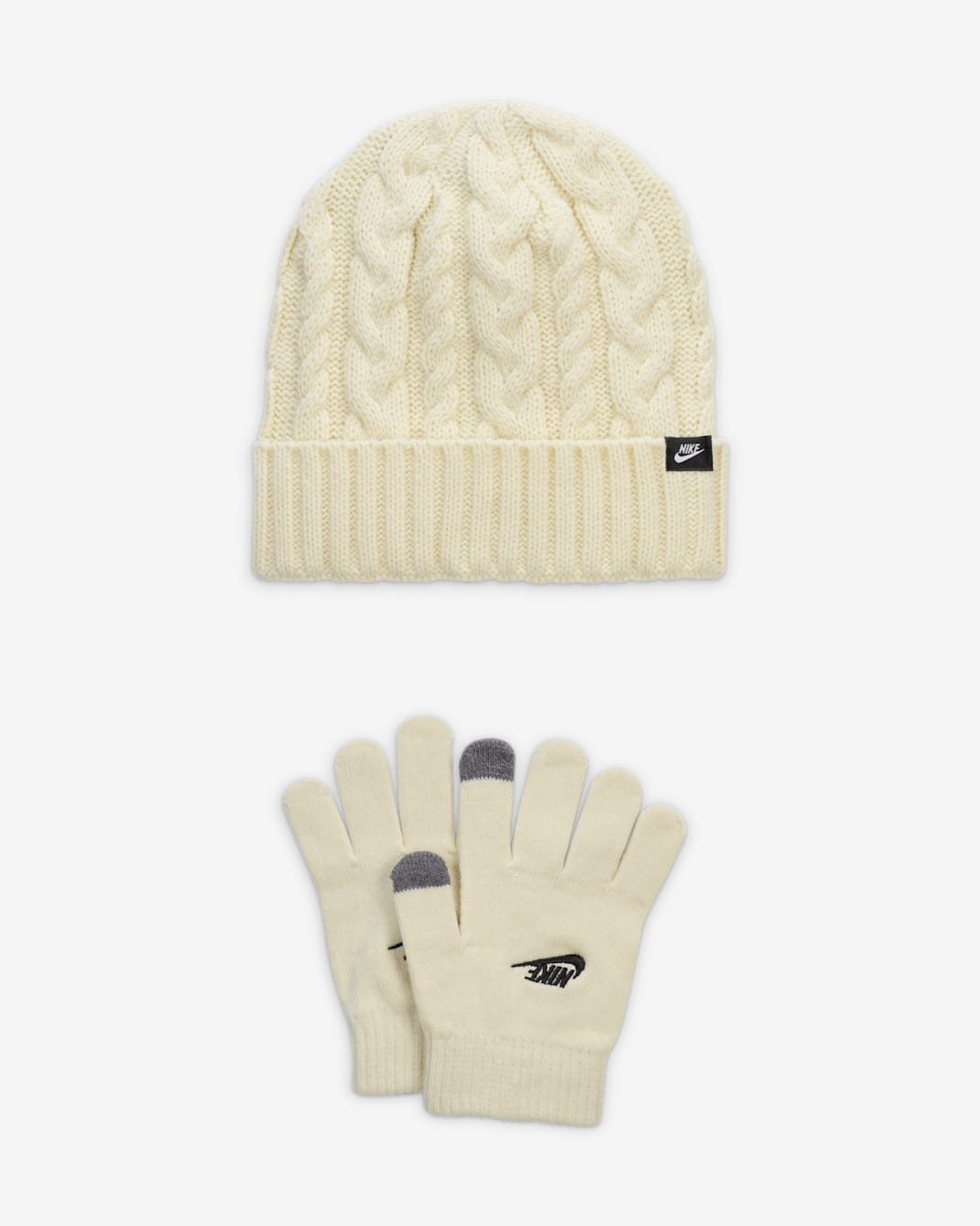 Nike Big Kids' 2-Piece Cable Gifting Beanie Set - Coconut Milk