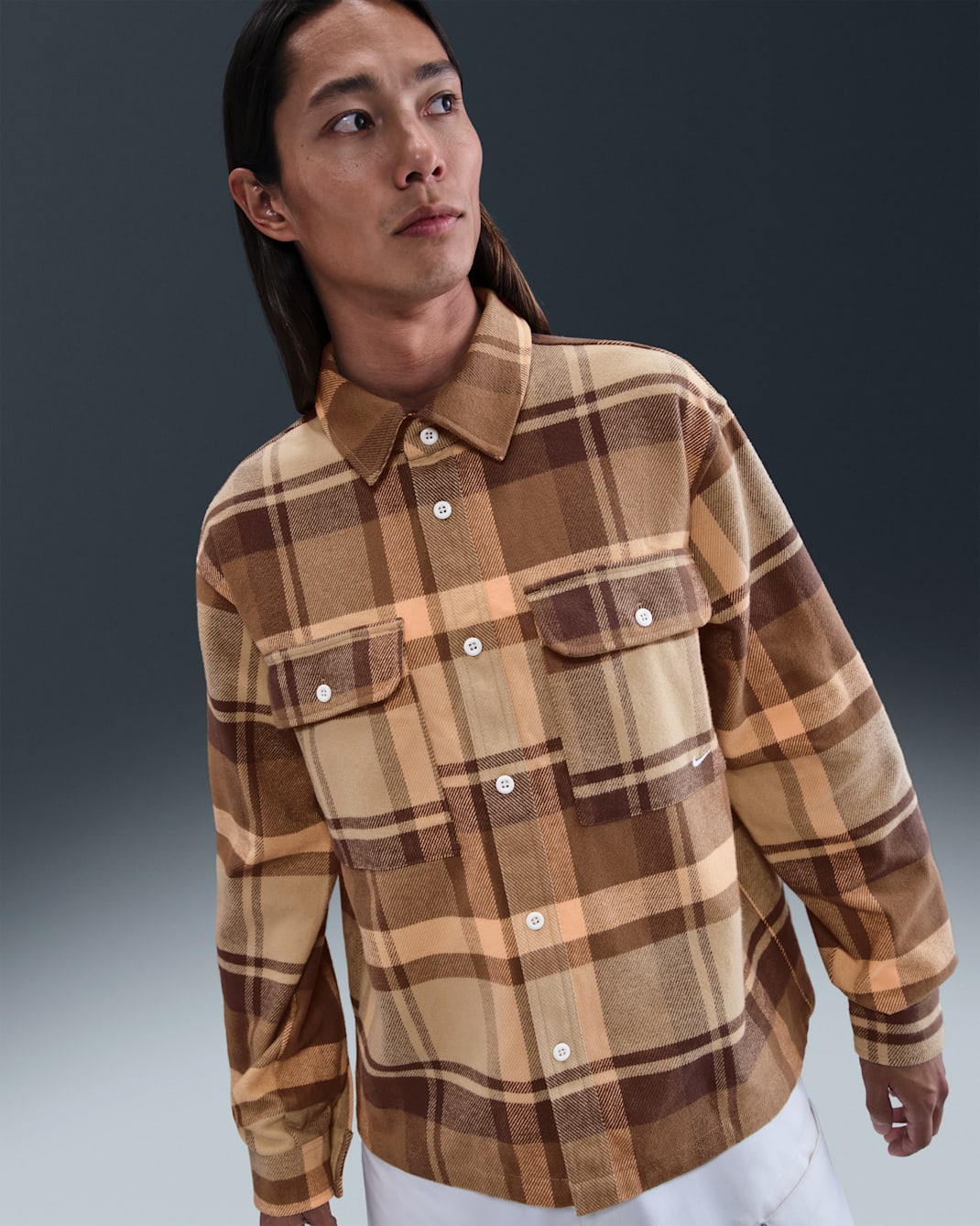 เสื้อเชิ้ต Field ผู้ชาย Nike Life - Baroque Brown/Parachute Beige/Mosswood Brown/ขาว