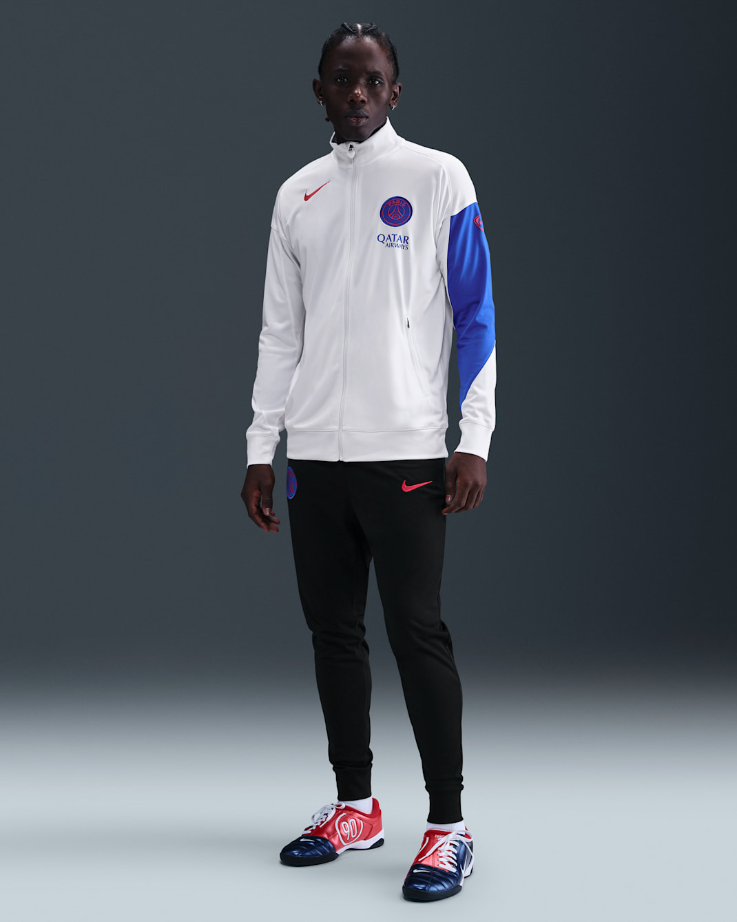 Paris Saint-Germain Strike Third Men's Nike Dri-FIT Total 90 Football Knit Tracksuit - White/Black/Hyper Royal/Global Red