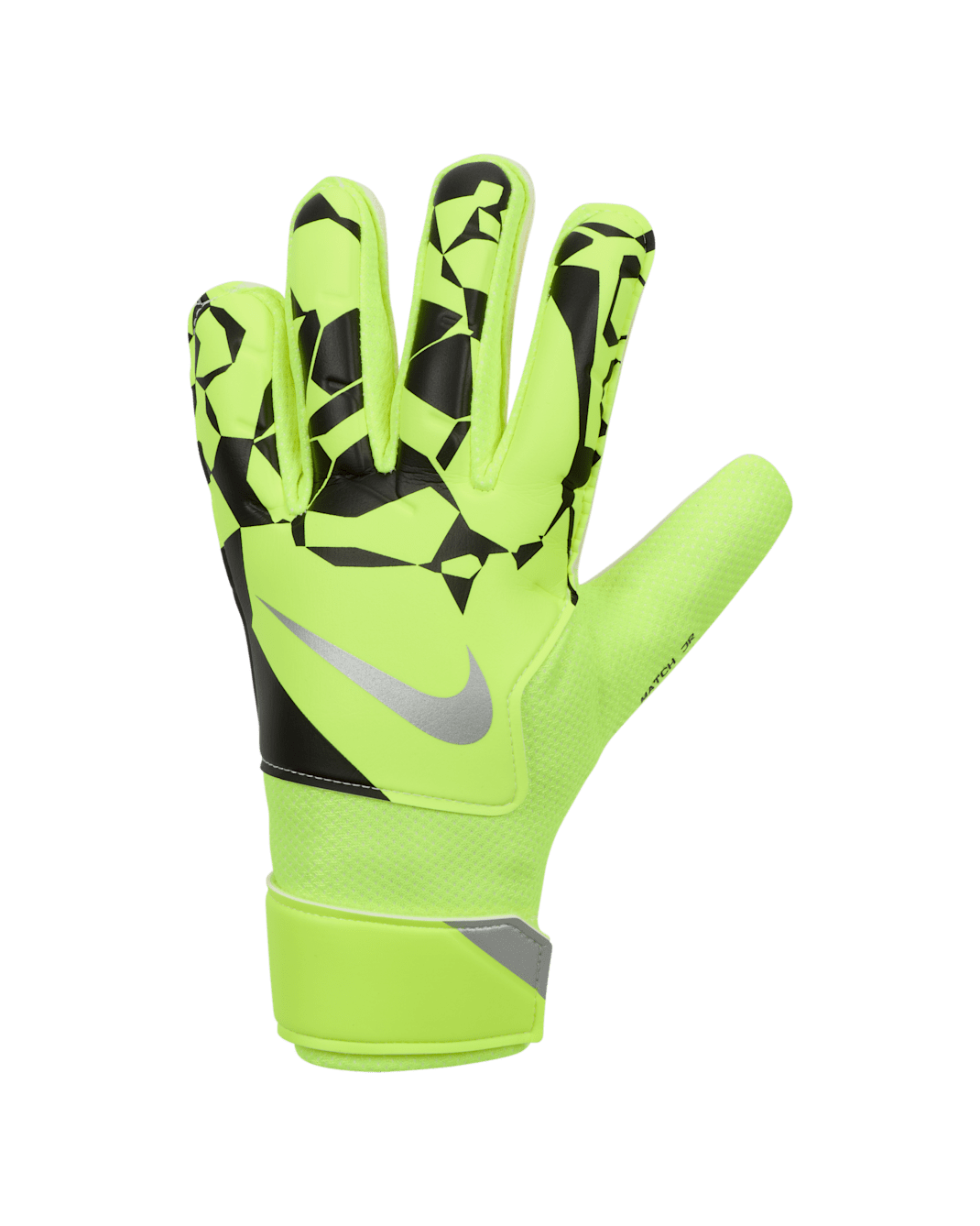 Nike Match Jr. Older Kids' Goalkeeper Football Gloves - Volt/Black/Metallic Silver