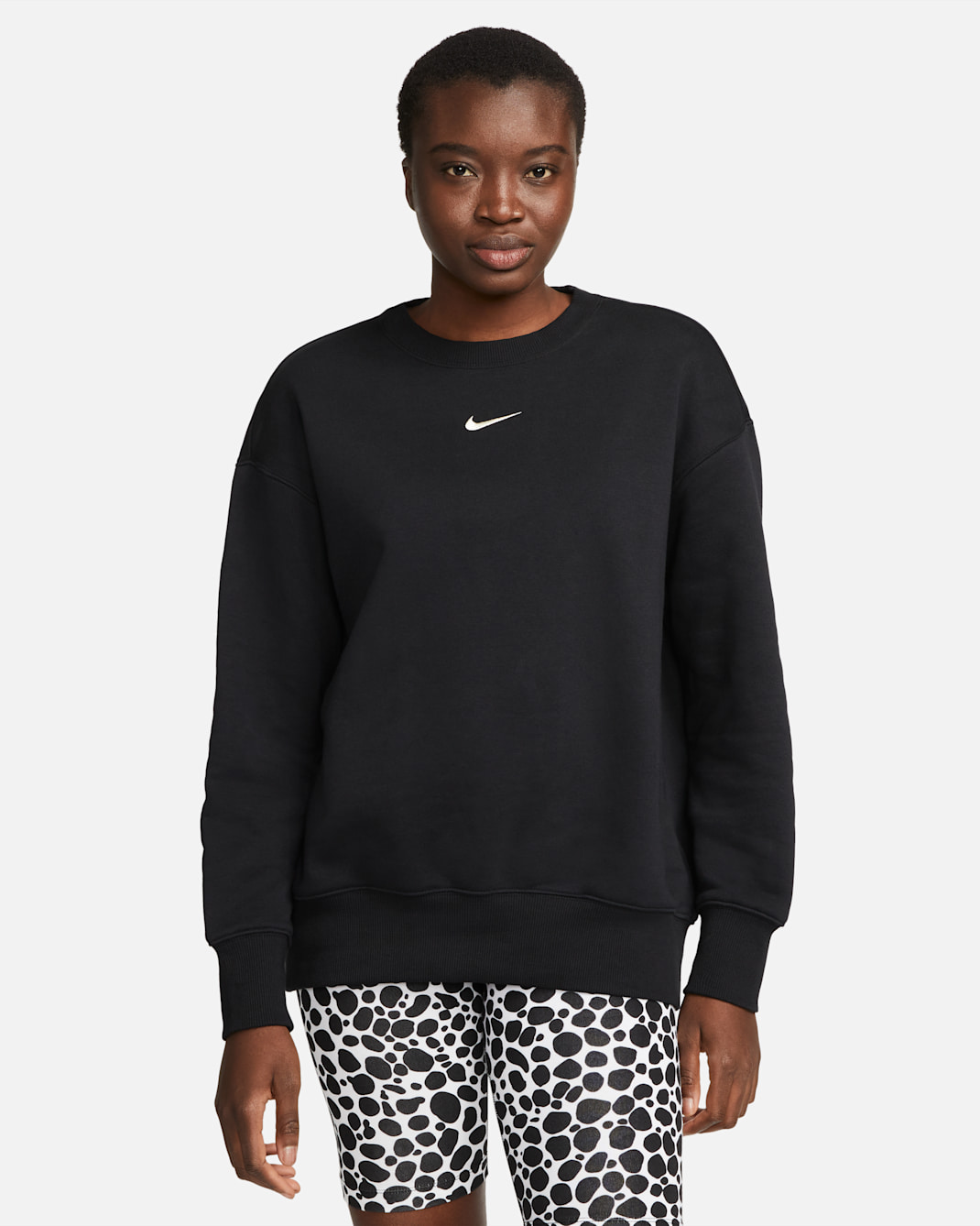 Sudadera oversized de cuello redondo de tejido Fleece para mujer Nike Sportswear Phoenix - Negro/Vela