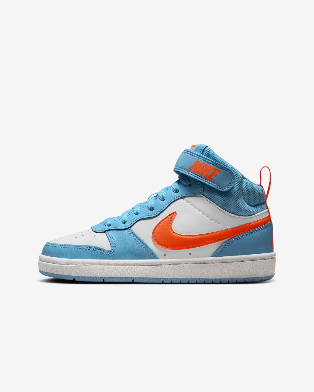 Tenis para niños grandes Nike Court Borough Mid 2 - Azul acuario/Blanco/Naranja total