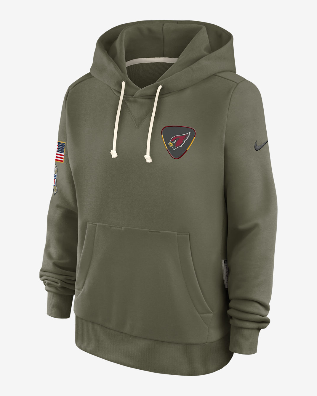 Arizona Cardinals Salute to Service Sideline Women's Nike Dri-FIT NFL Pullover Hoodie - Olive