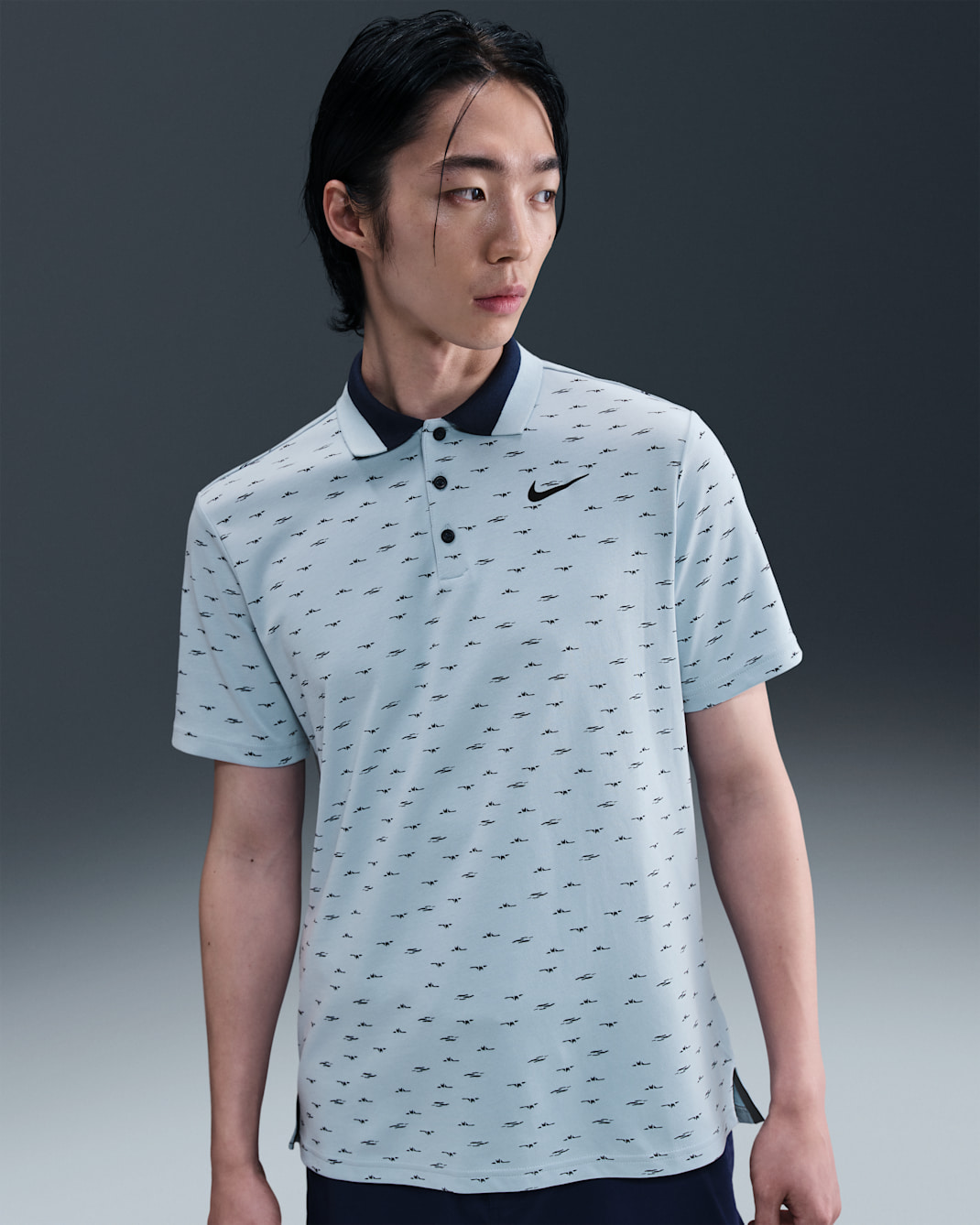 나이키 투어 남성 드라이 핏 골프 폴로 - 라이트 아머리 블루/블랙