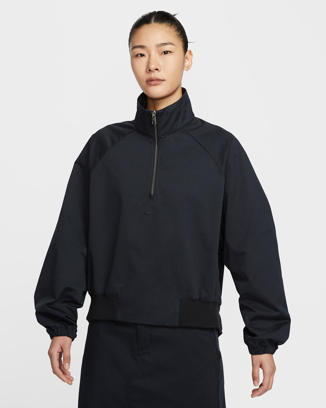 ナイキ スポーツウェア コレクション ウィメンズ オーバーサイズド ツイル 1/4ジップ トップ - ブラック/ブラック