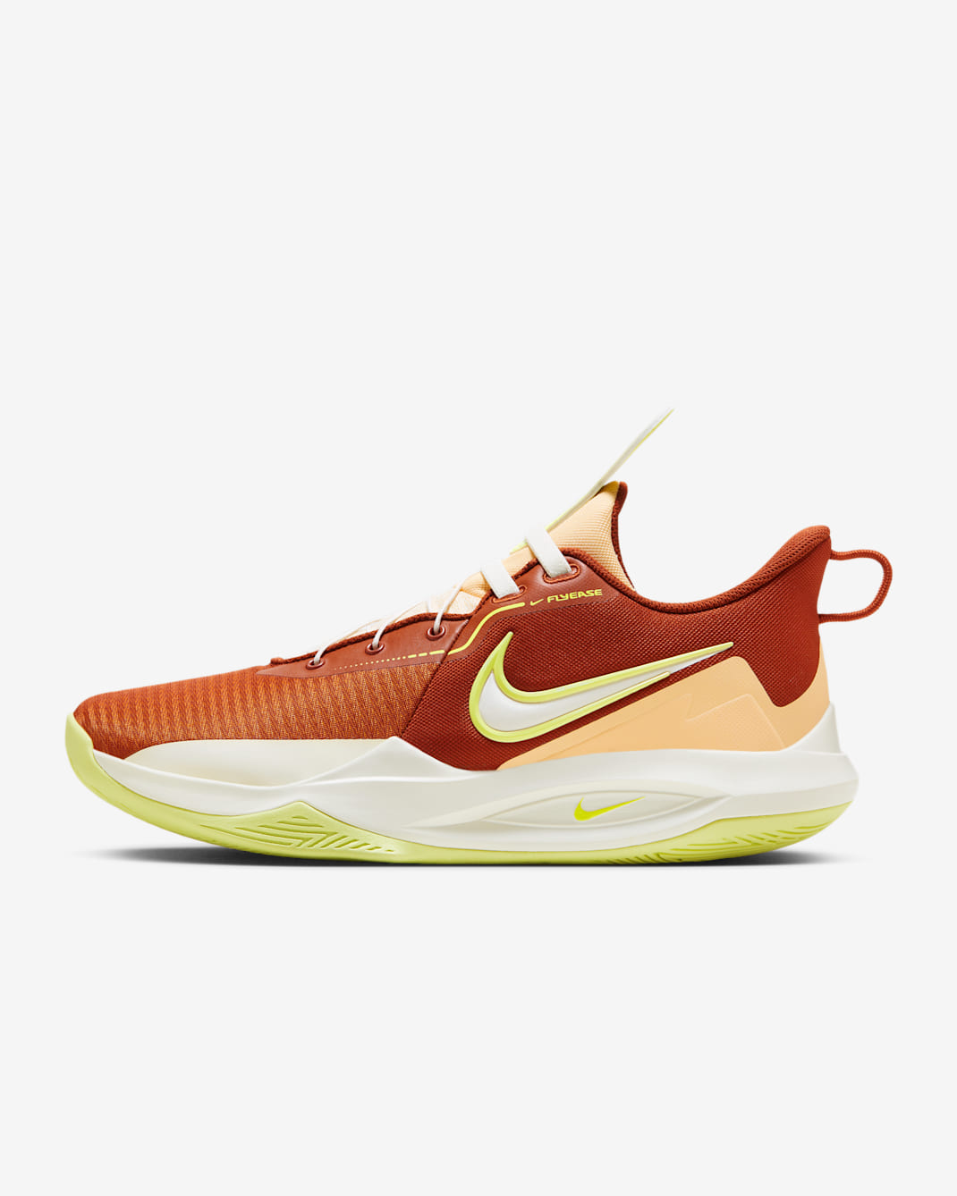Nike Precision 6 FlyEase Basketball Shoes - Rugged Orange/Ice Peach/Sail/Light Lemon Twist