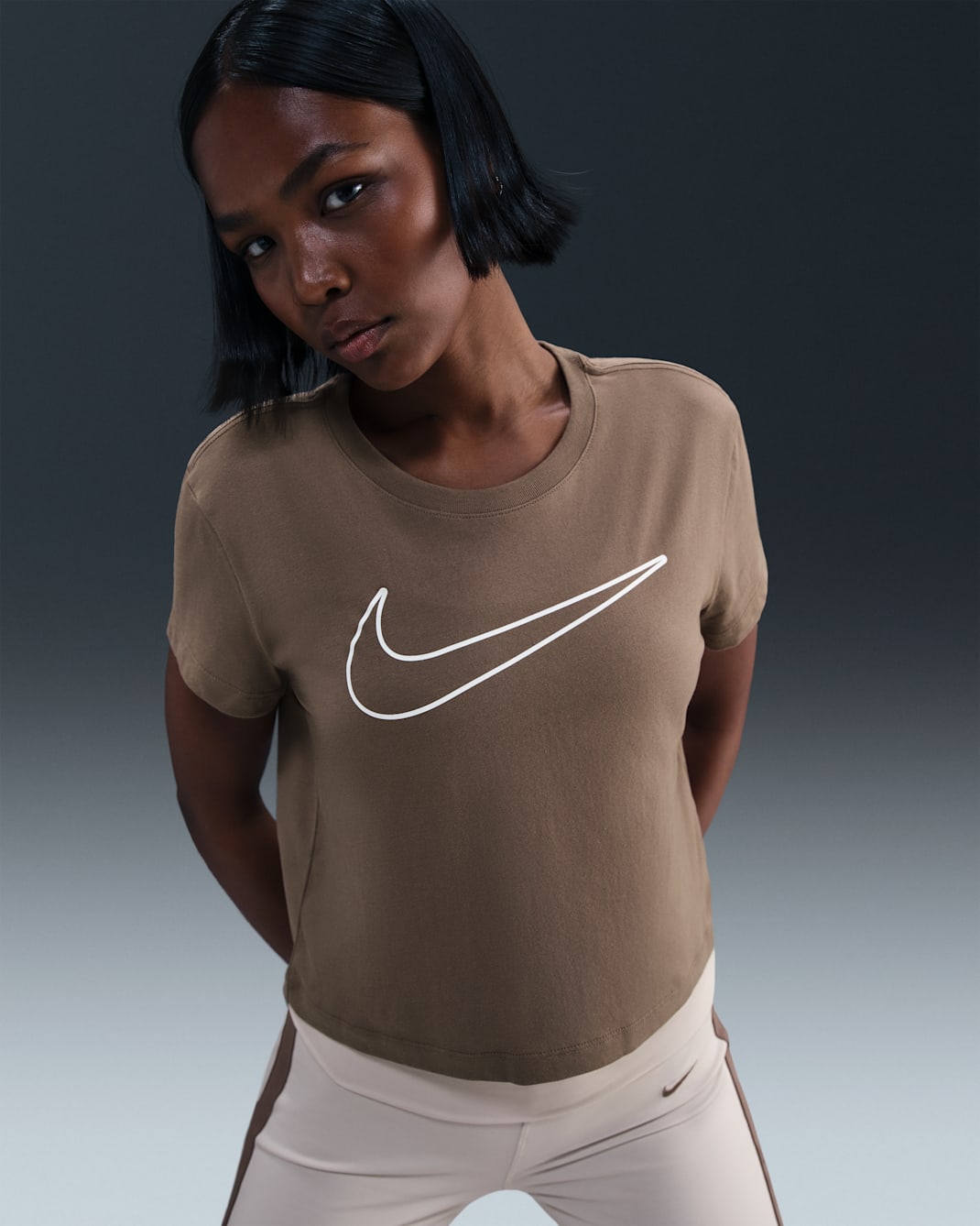 Nike Sportswear Women's Short-Sleeve Graphic T-Shirt - Mink Brown/White