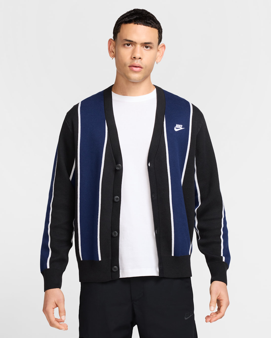 Nike Club Men's Fairway Stripe Sweater - Black/Midnight Navy/White