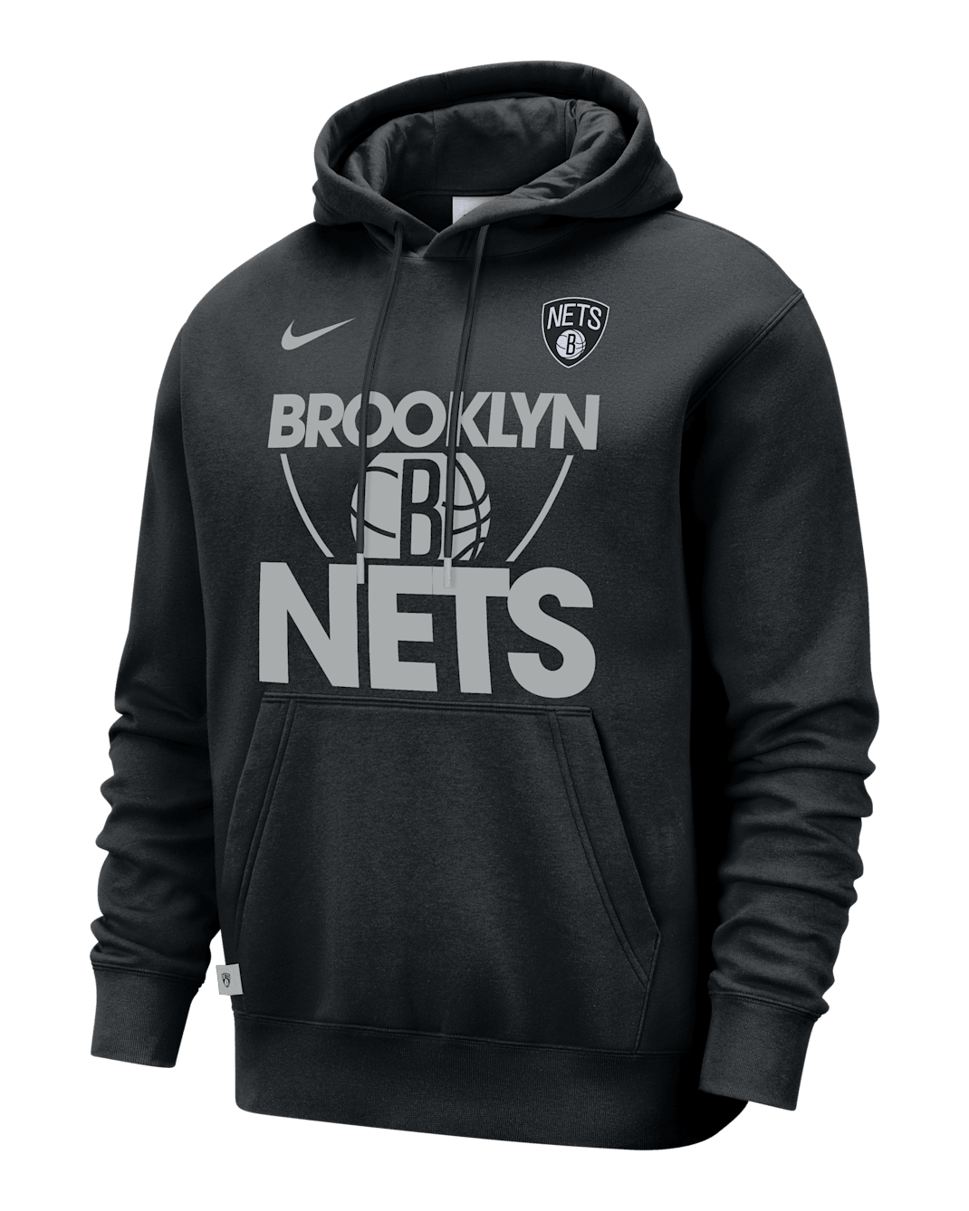 Brooklyn Nets Club Courtside Men's Nike NBA Pullover Hoodie - Black/Flat Silver