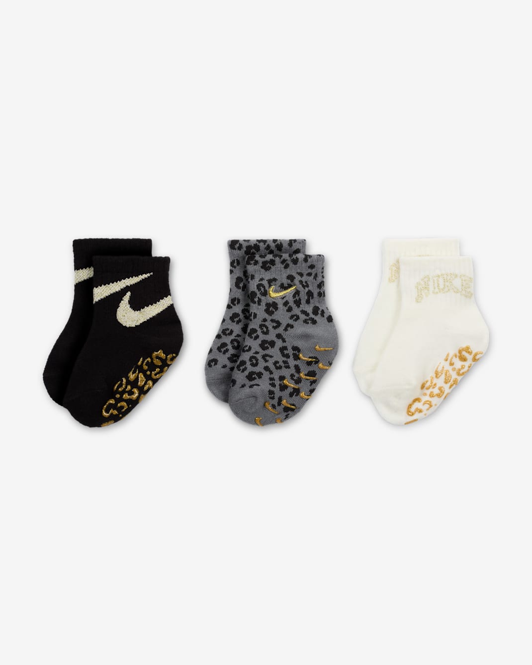 Nike Swoosh Spirit Baby Gripper Socks (3 Pairs) - Black