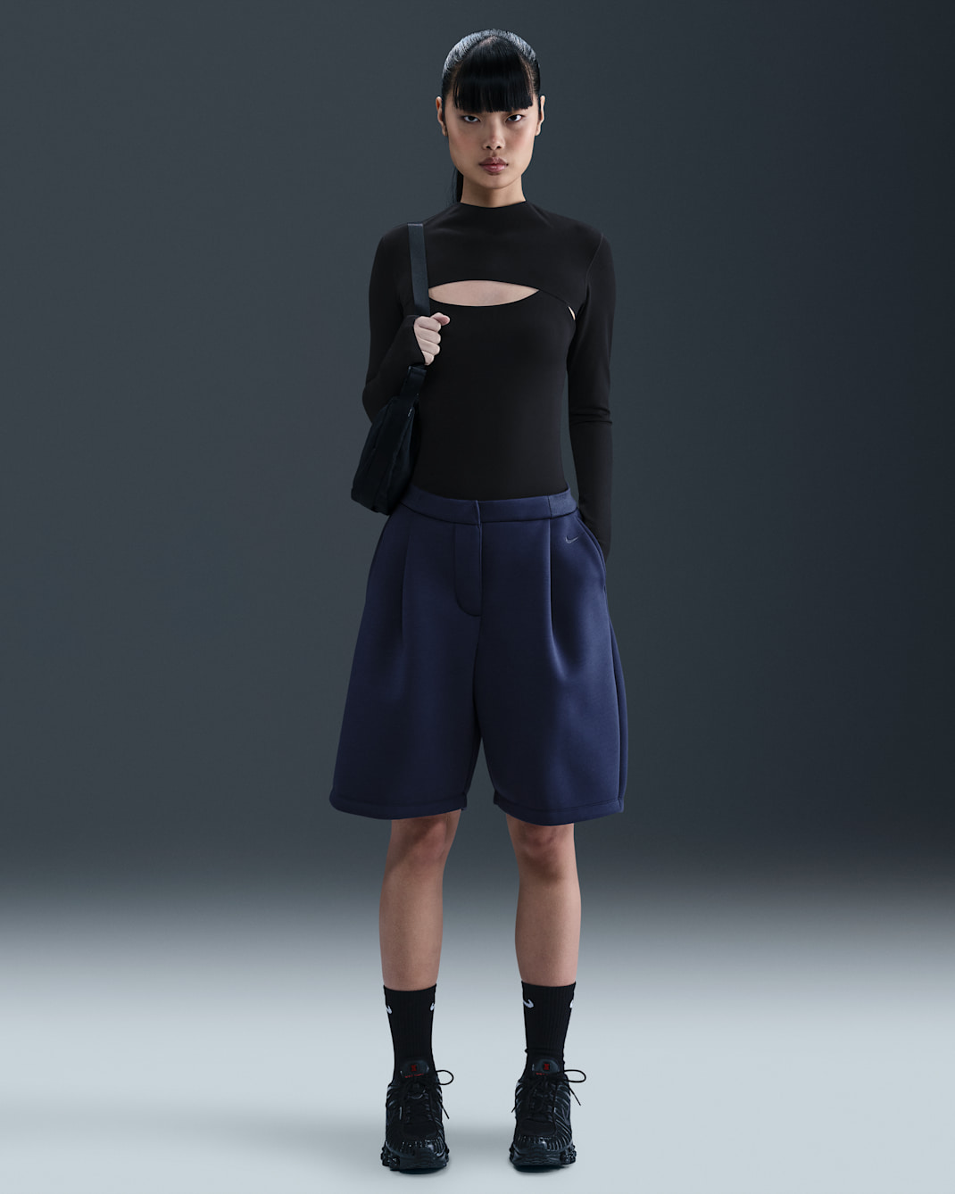 Nike Sportswear Modern Fleece Women's Mid-Rise Loose Shorts - Midnight Navy/Obsidian