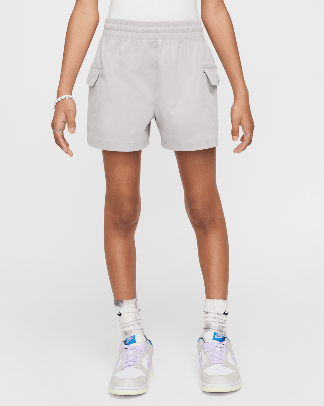 Nike Sportswear Girls' Woven Cargo Shorts - College Grey/White