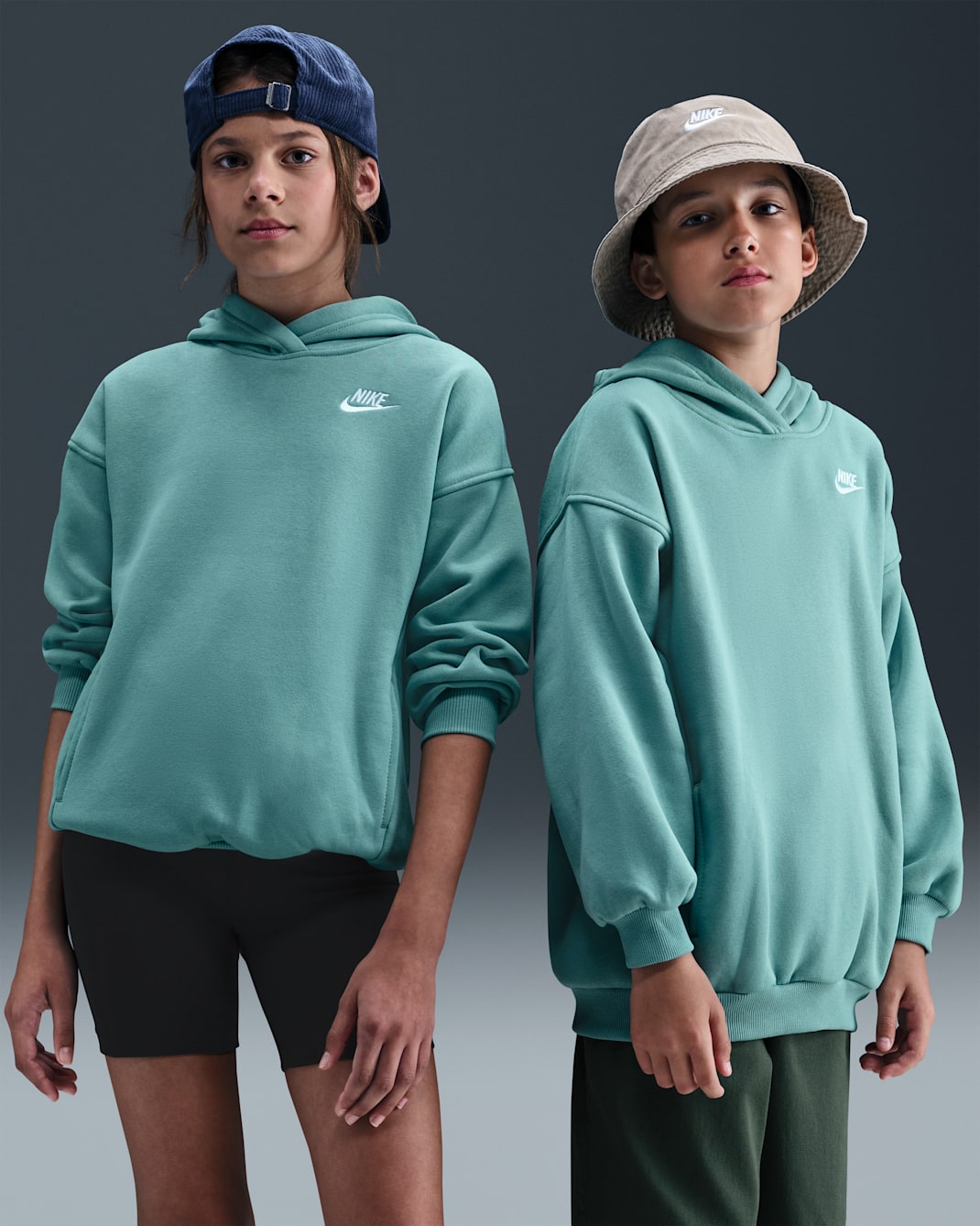 Nike Sportswear Club Fleece Big Kids' Oversized Pullover Hoodie - Cannon/Cannon/White