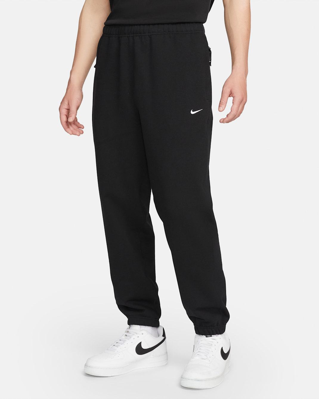 Nike Solo Swoosh Men's French Terry Trousers - Black/White