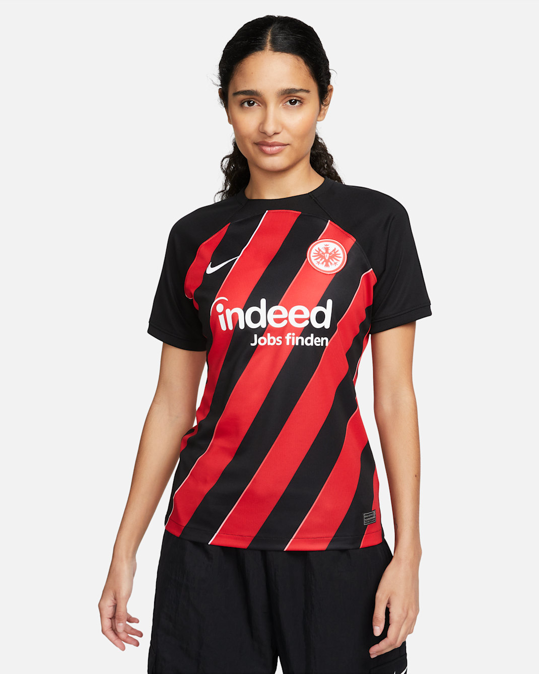 Primera equipación Stadium Eintracht de Fráncfort 2023/24 Camiseta de fútbol Nike Dri-FIT - Mujer - Negro/University Red/Blanco