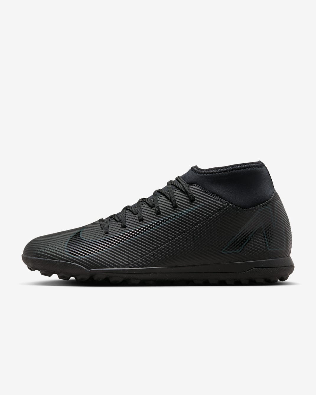 Nike Mercurial Superfly 10 Club Turf High-Top Football Shoes - Black/Deep Jungle/Black