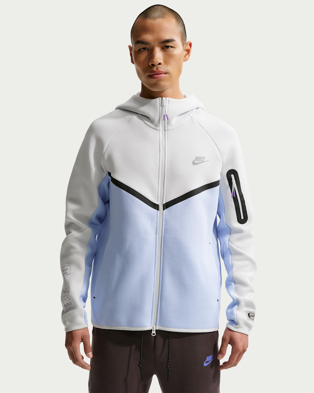 Nike Tech Men's Fleece Full-Zip Windrunner Jacket - Off White/Hydrogen Blue/Bright Violet