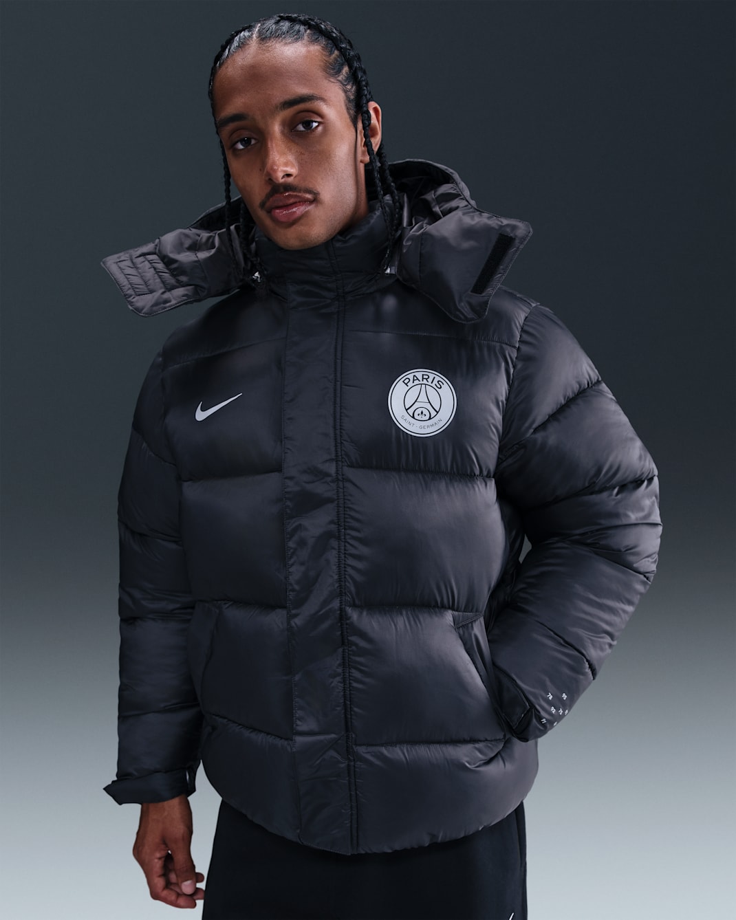 Paris Saint-Germain Men's Nike Life Therma-FIT Football Puffer Jacket - Anthracite/Particle Grey