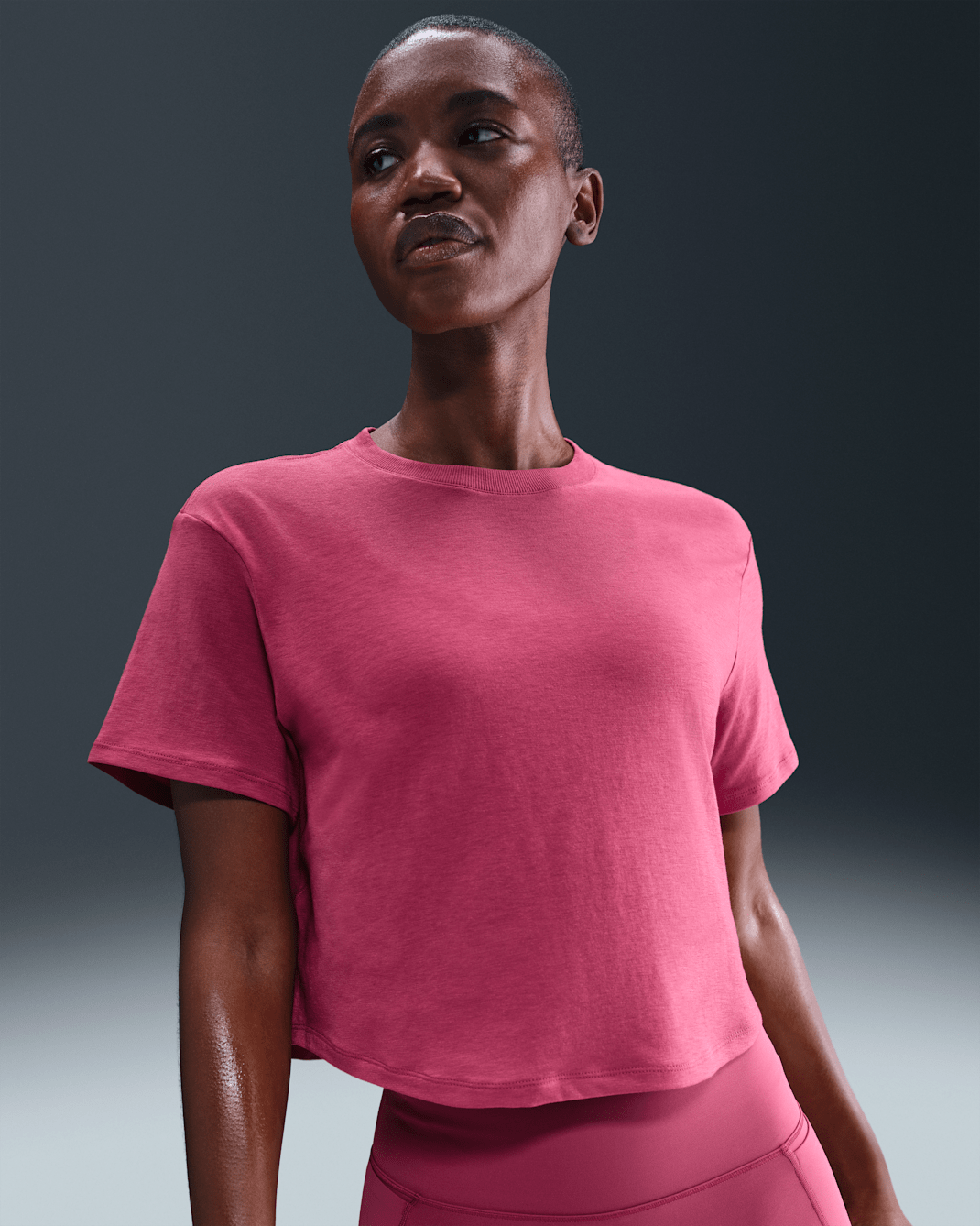 Nike One Relaxed Women's Dri-FIT Cropped Short-Sleeve Top - Sweet Beet