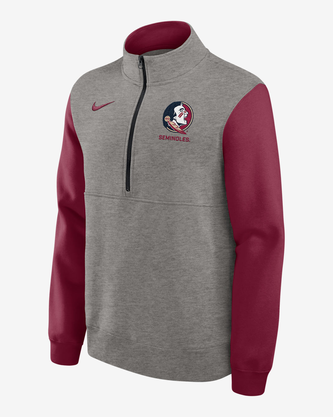 Florida State Club Men's Nike College 1/2-Zip Crew - Grey Heather