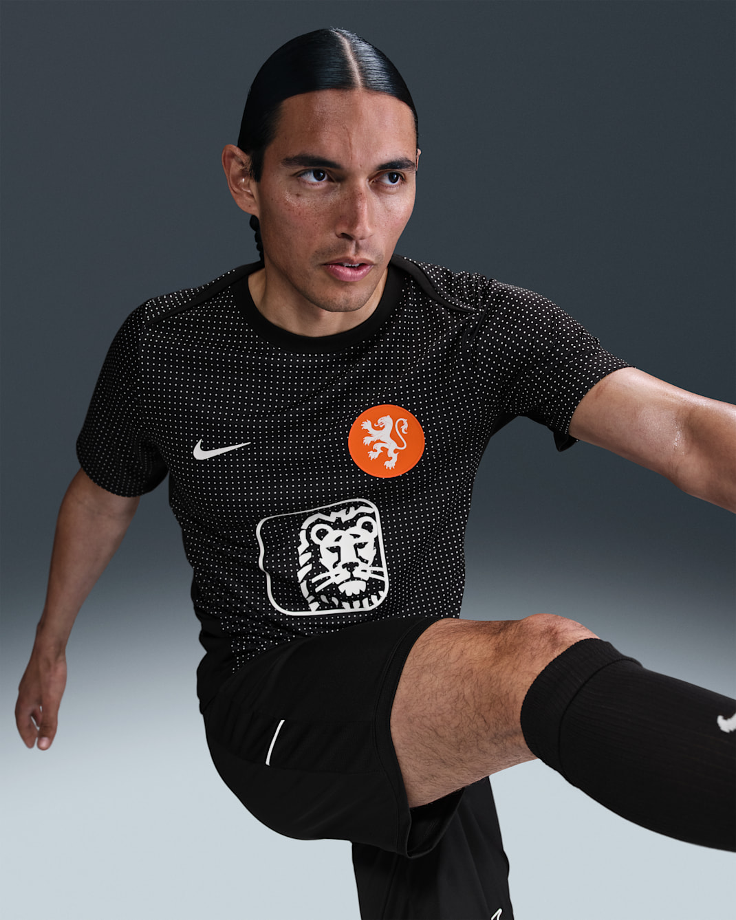 Netherlands Academy Pro Nike Dri-FIT kortermet fotballtrøye for oppvarming til herre - Svart/Hvit