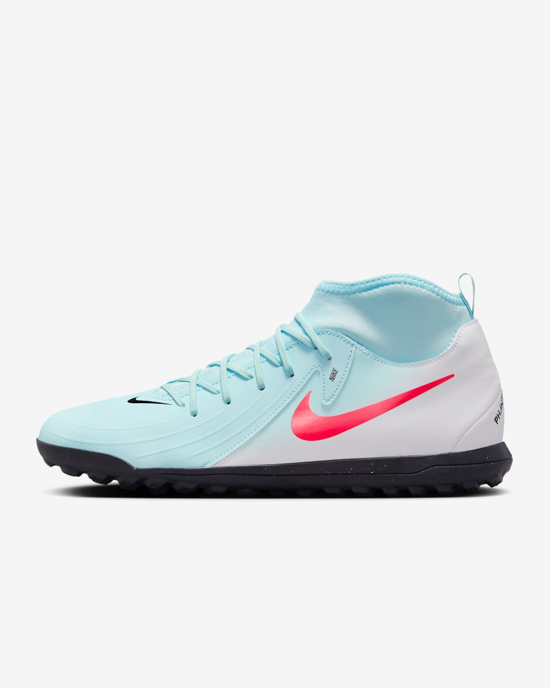 Tacos de fútbol para pasto sintético (turf) de corte high Nike Phantom Luna 2 Club - Menta/Sombrío apagado/Rojo atómico