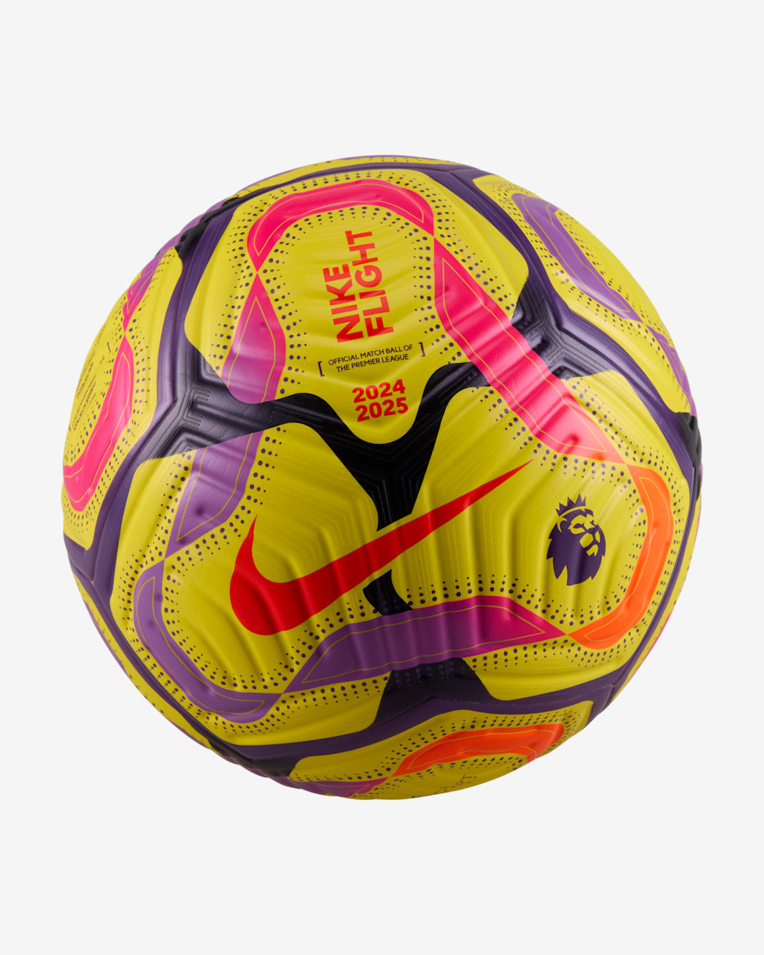 프리미어 리그 플라이트 나이키 축구공 - 옐로우/디스코 퍼플/피어스 핑크/브라이트 크림슨