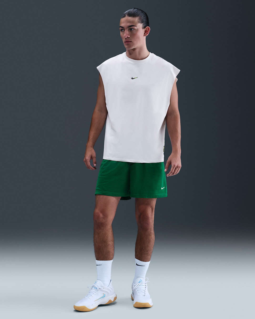 Shorts de básquetbol Nike de malla Dri-FIT de 13 cm para hombre - Malaquita/Blanco