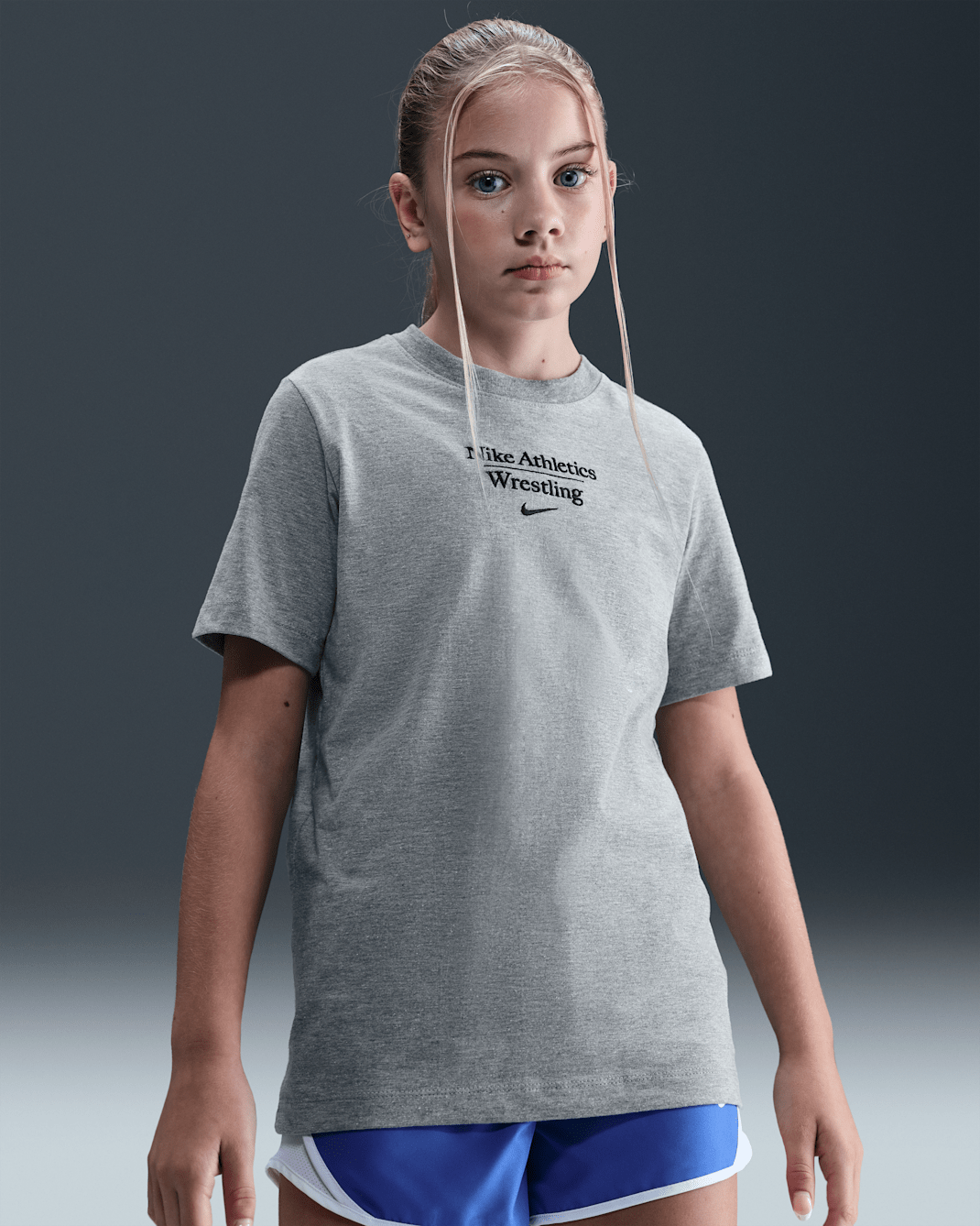 Nike Wrestling Big Kid's T-Shirt - Dark Grey Heather